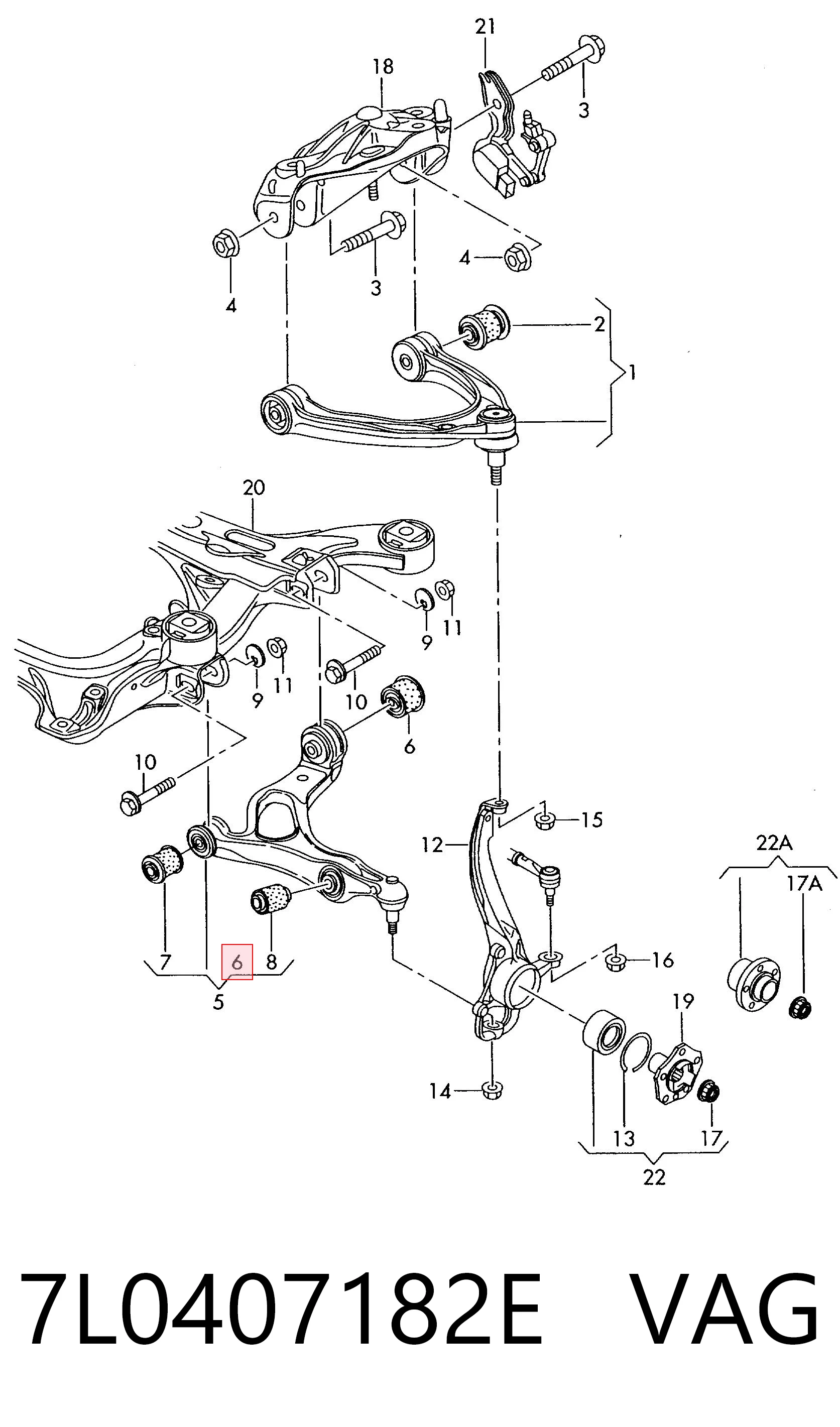7L0407182E VAG Silentblock de brazo de suspensión delantero inferior