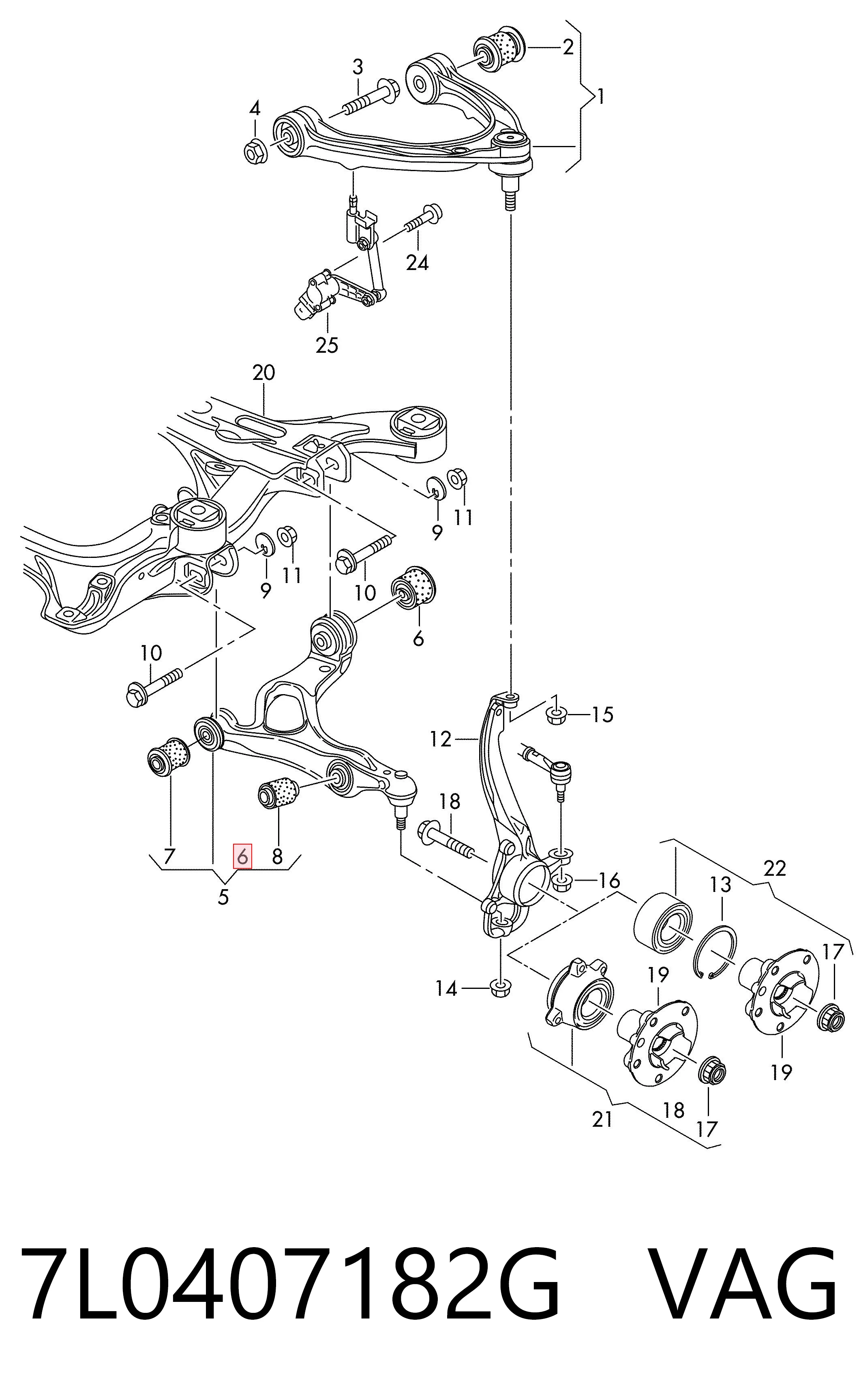 7L0407182G VAG Silentblock de brazo de suspensión delantero inferior
