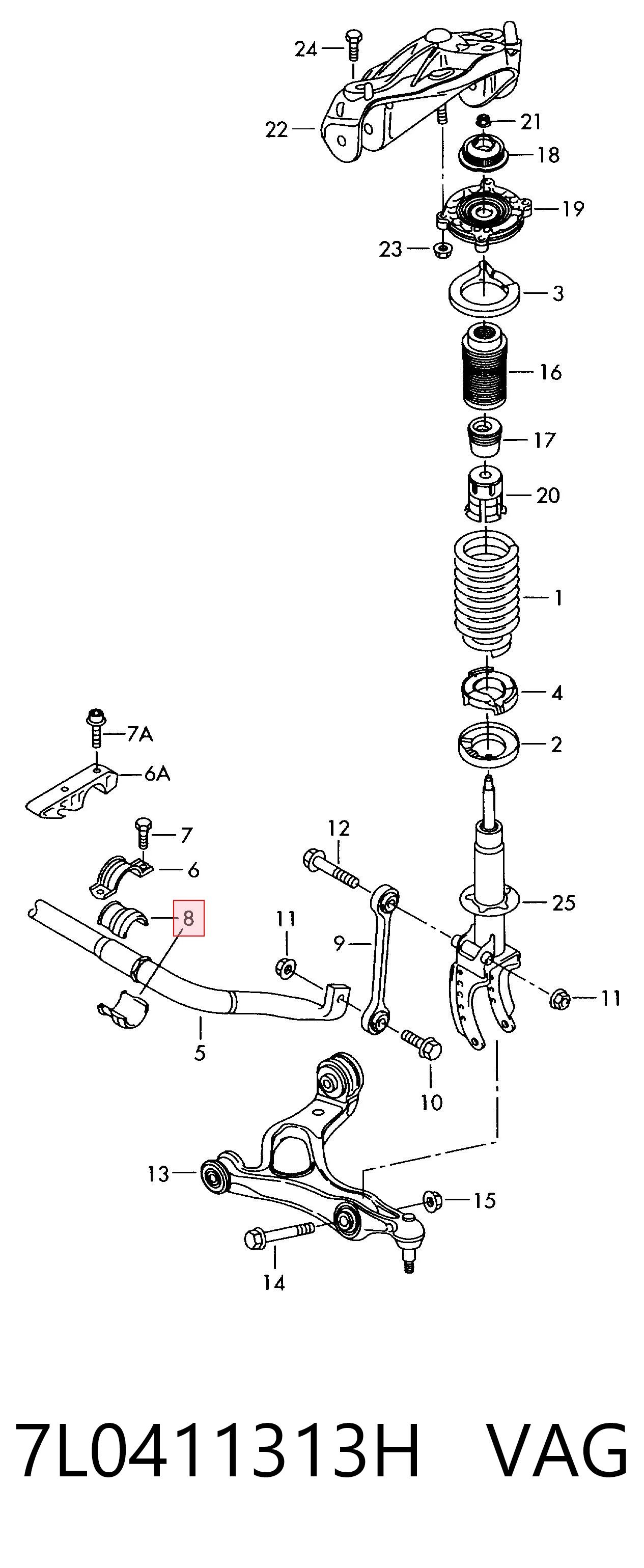 7L0411313H VAG Buje de barra estabilizadora delantera