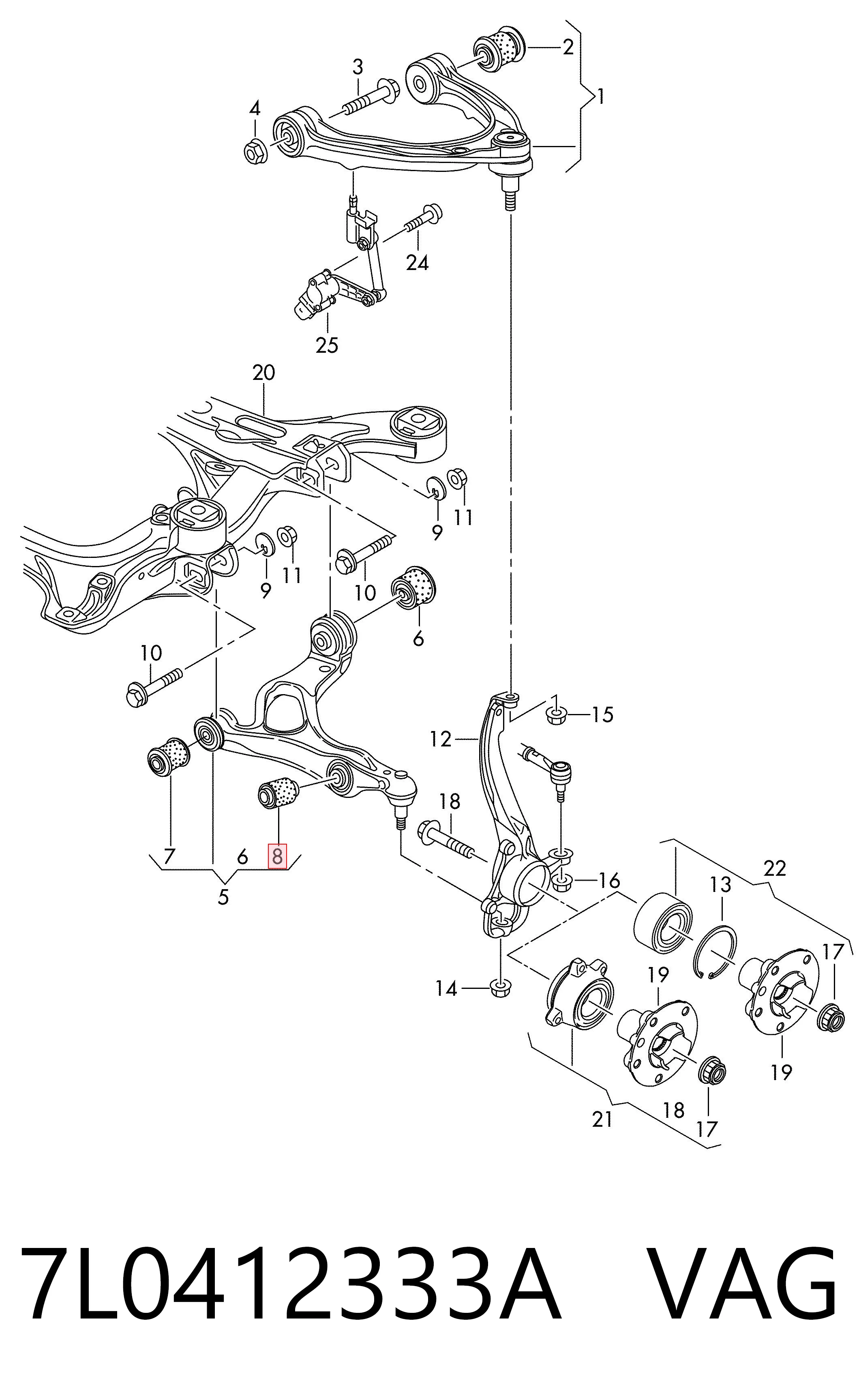 7L0412333A VAG Silentblock de brazo de suspensión delantero inferior