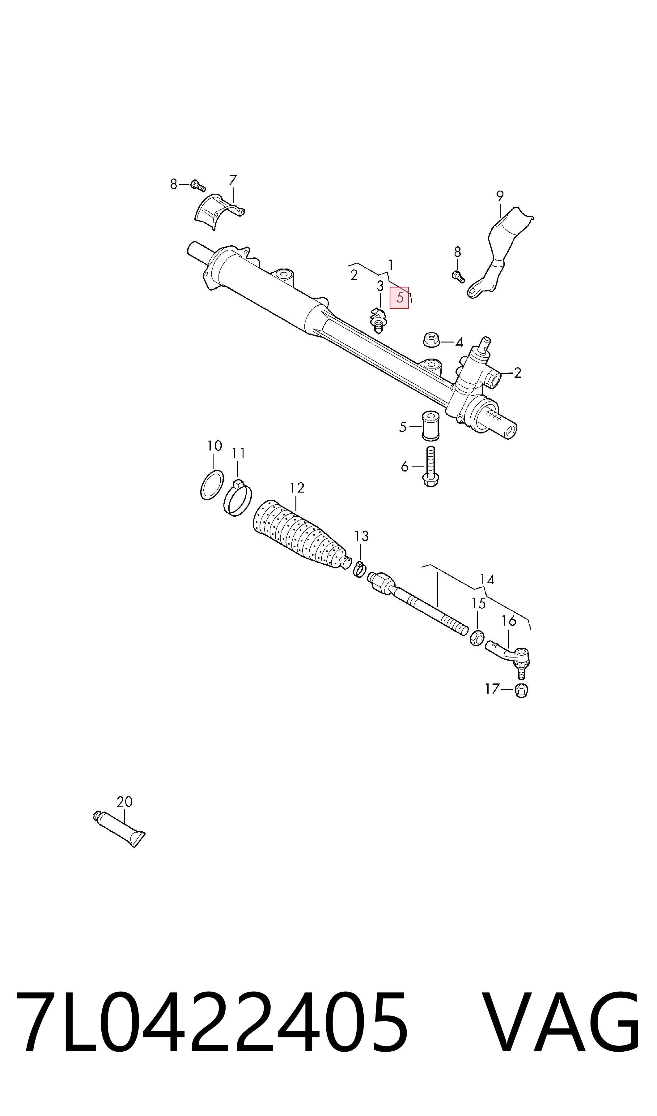 7L0422405 VAG Silentblock de montaje de la cremallera de dirección