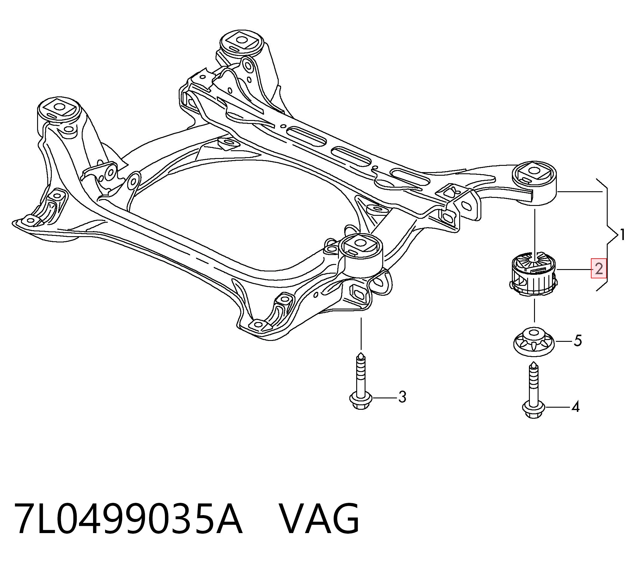 7L0499035A VAG Buje silencioso del subchasis delantero