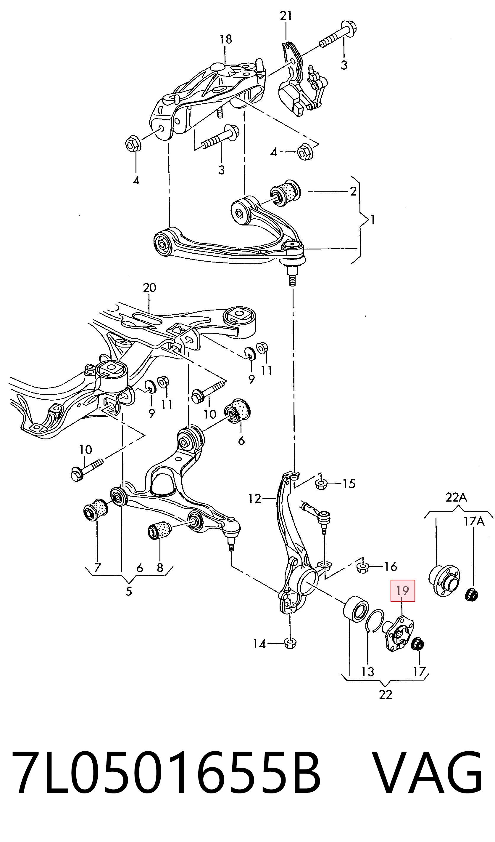 7L0501655B VAG Cubo delantero