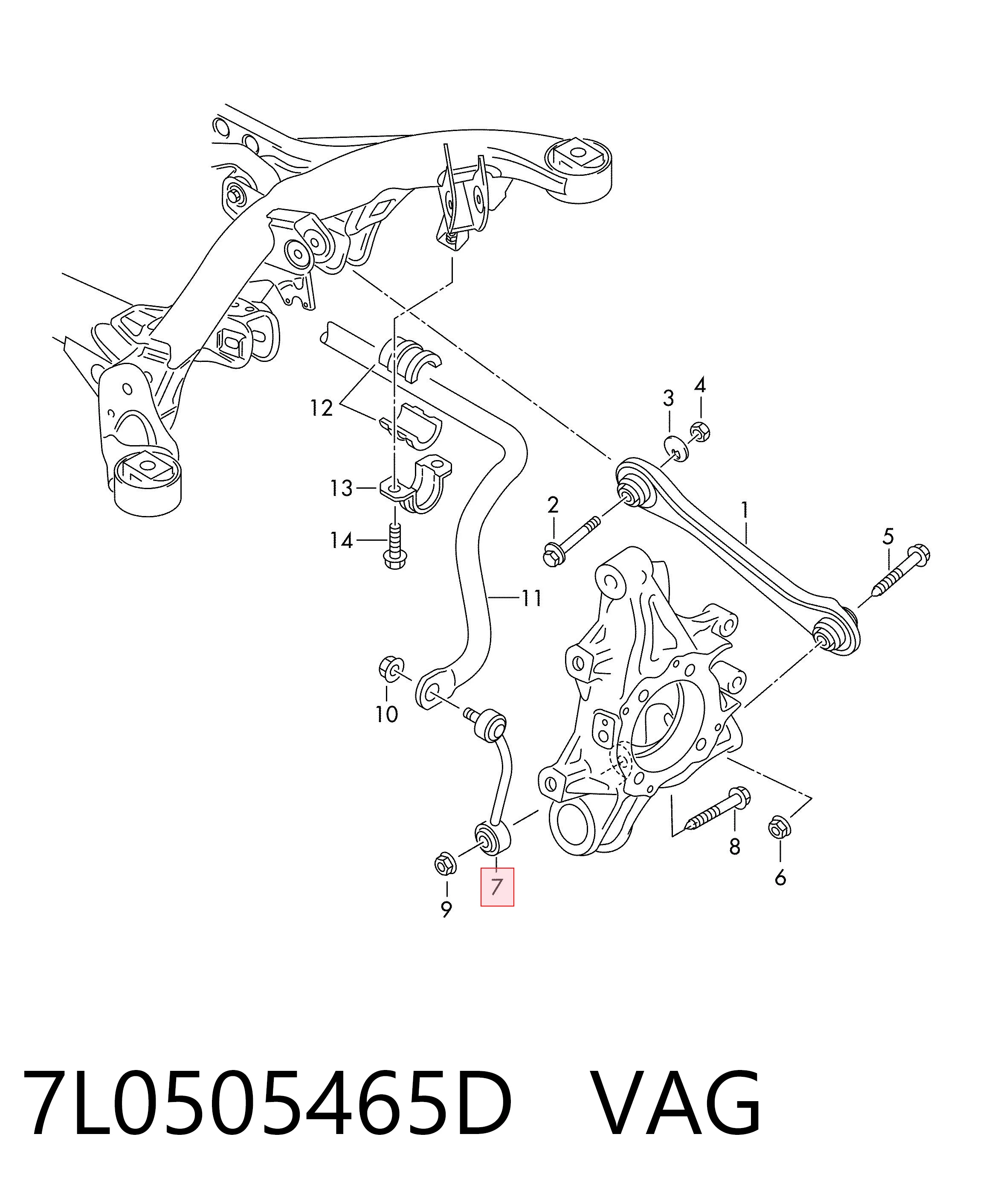 7L0505465D VAG Bieleta estabilizadora trasera izquierda