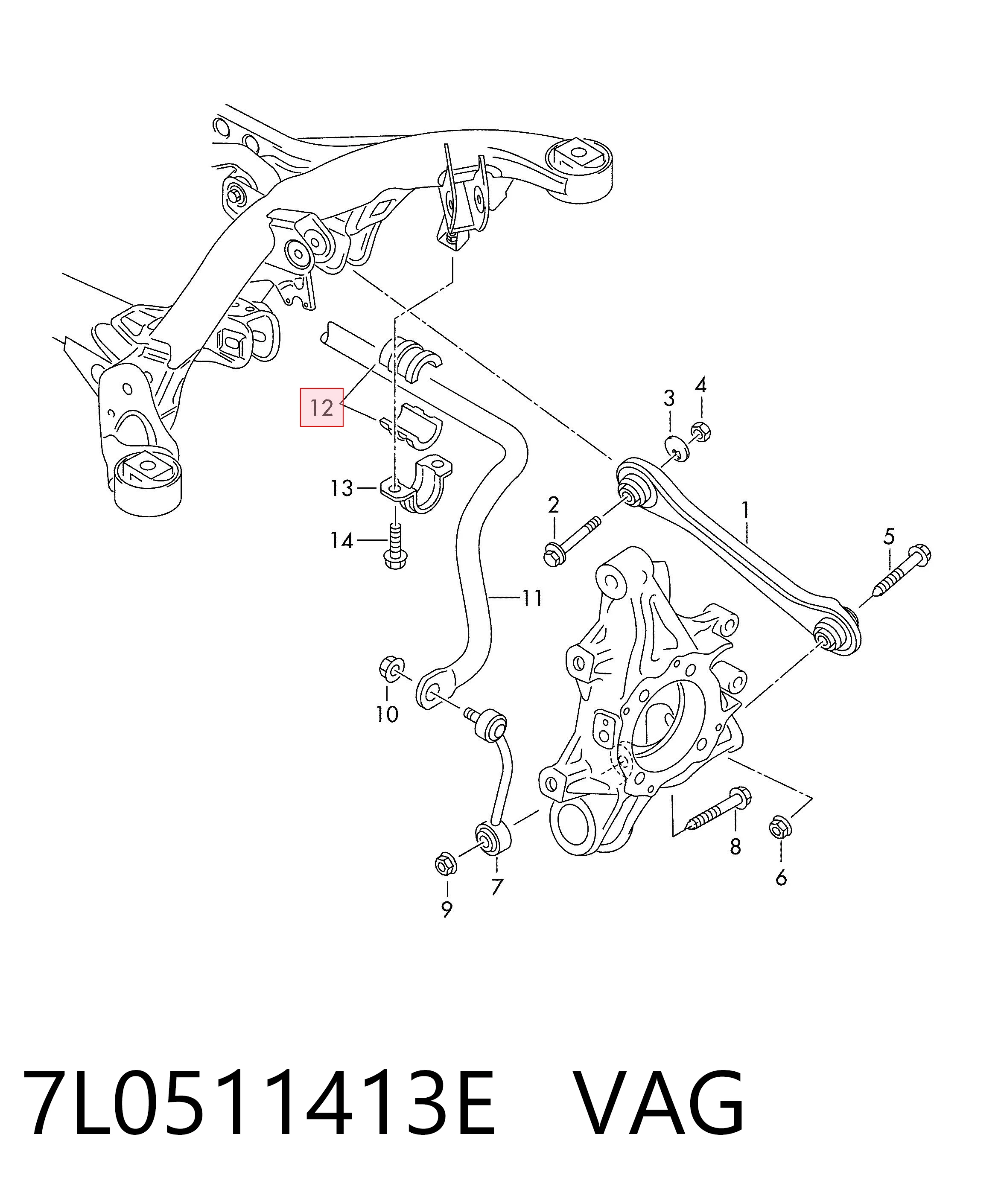 Buje de barra estabilizadora trasera VAG 7L0511413E precio, desde 6,09 EUR