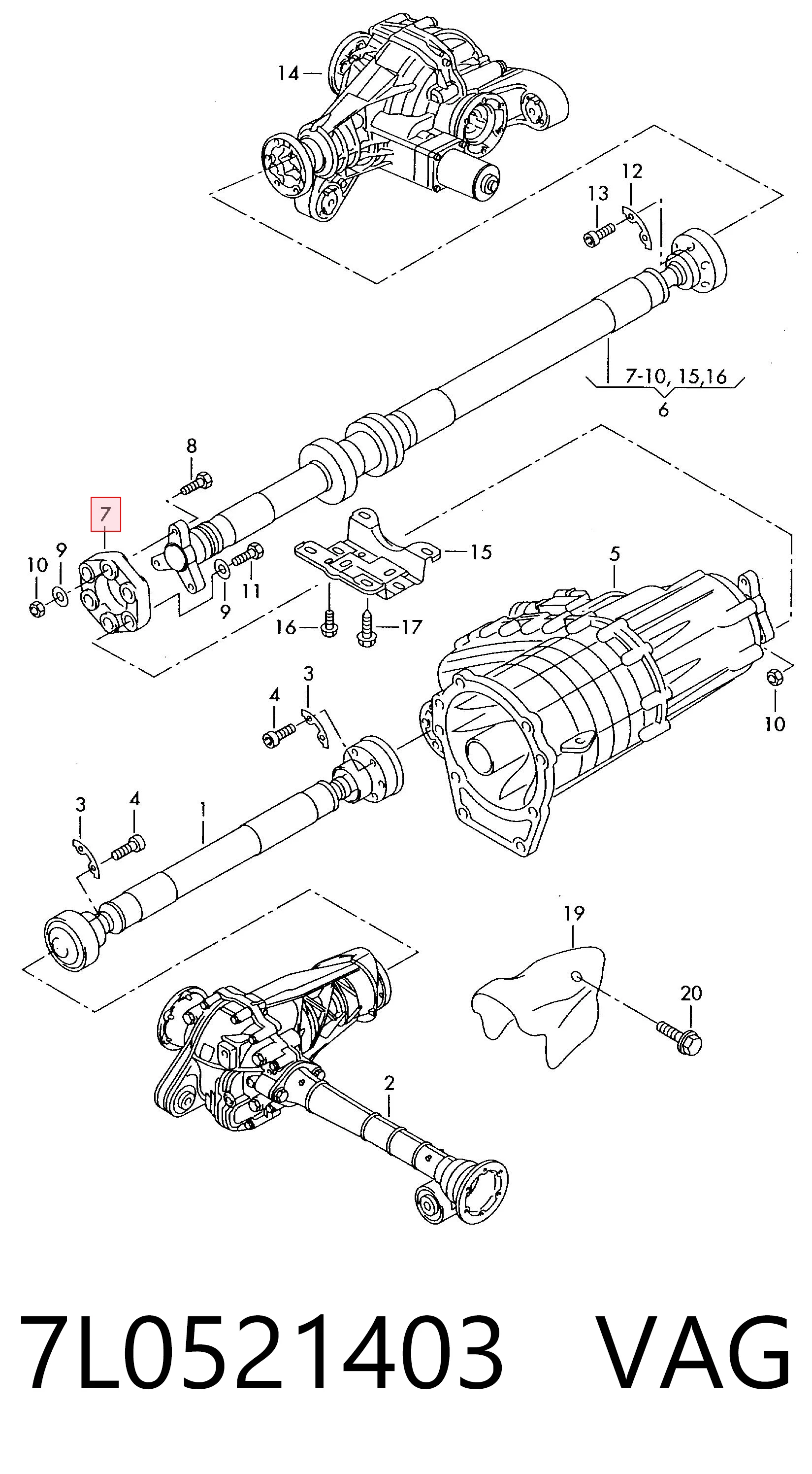 Comprar 7L0521403 VAG Acoplamiento elástico delantero del cardán
