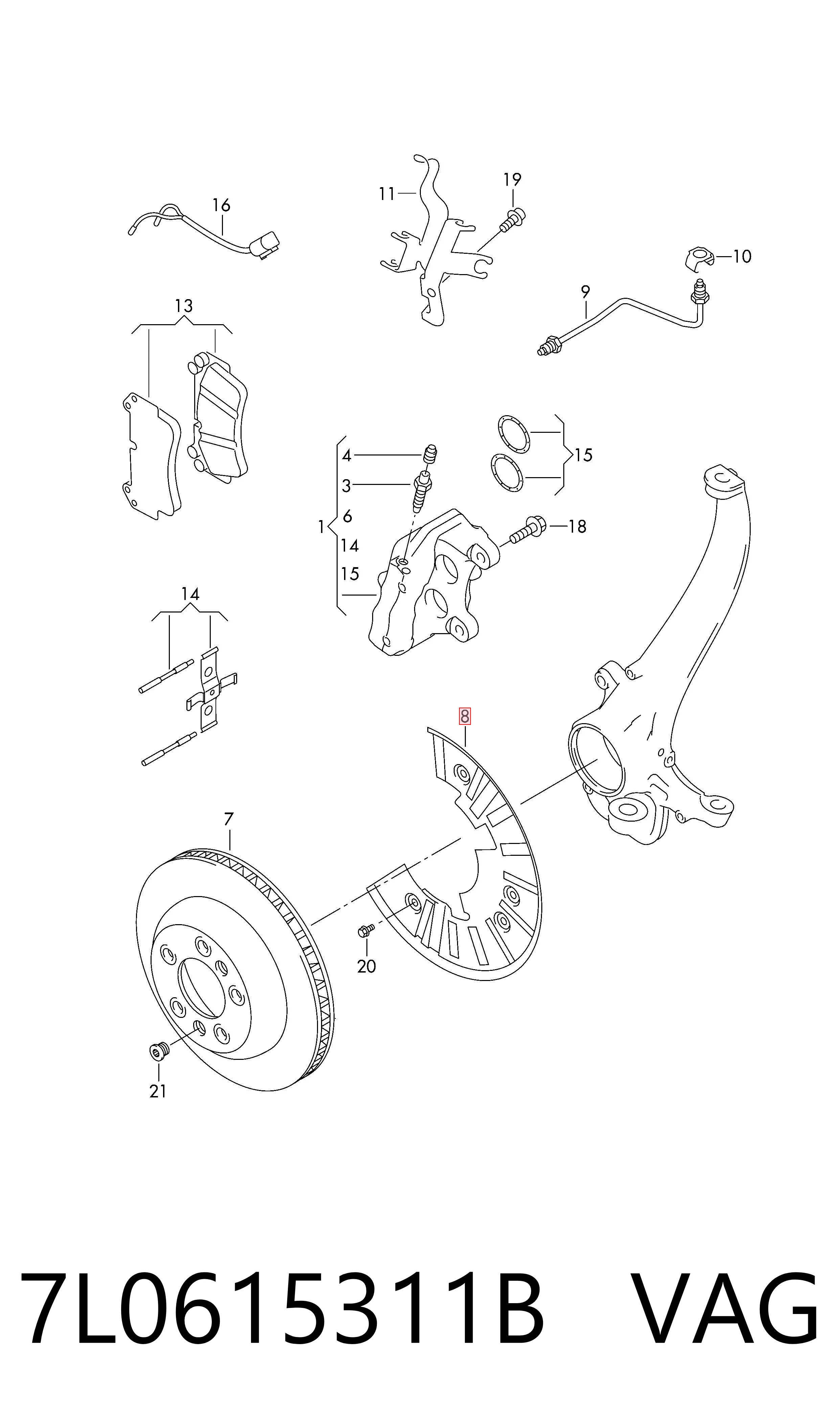 7L0615311B VAG Protector del disco de freno delantero