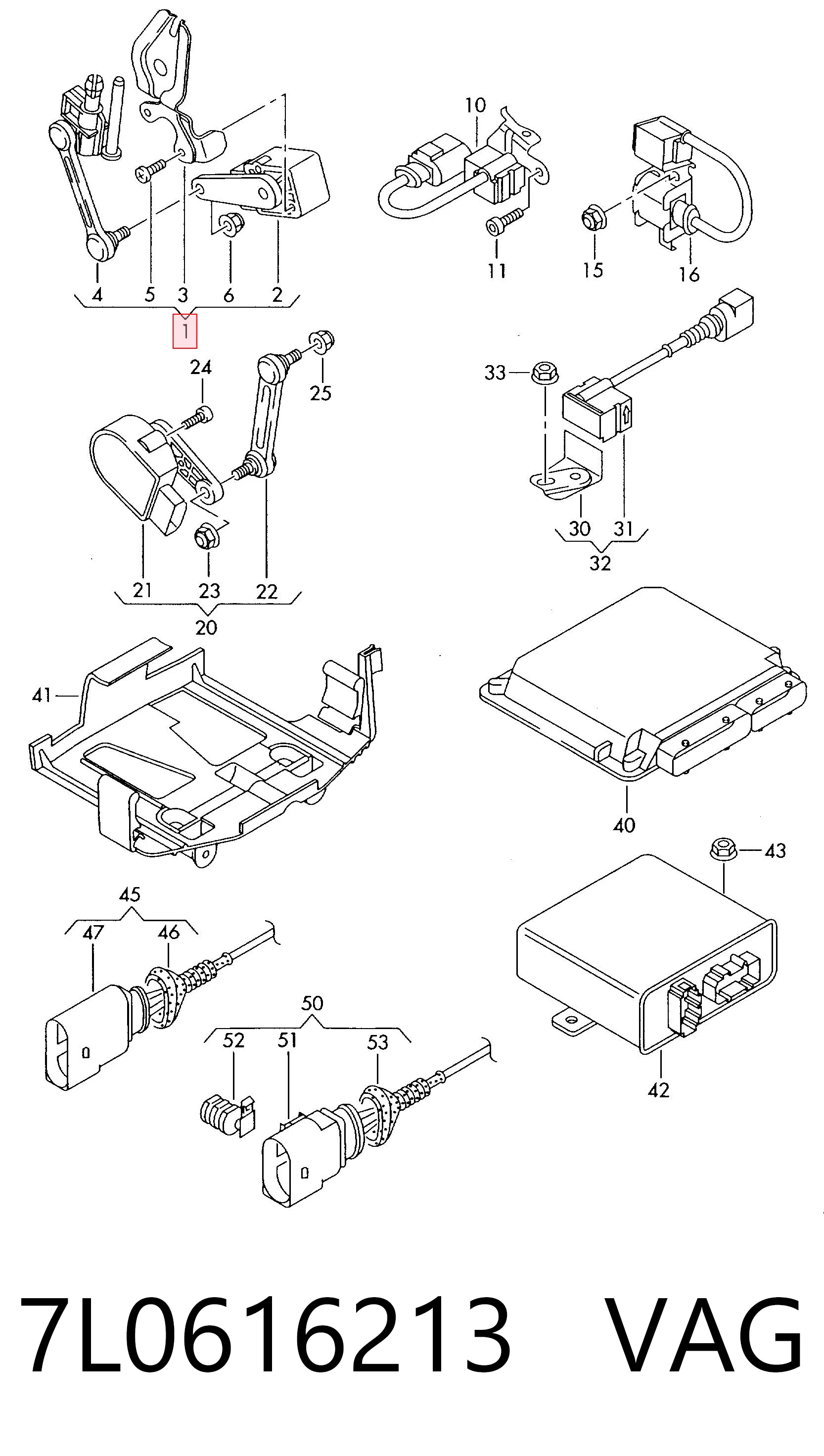 7L0616213 VAG Sensor de nivel de carrocería delantero izquierdo