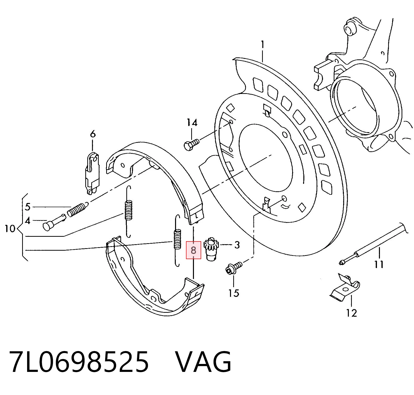 7L0698525 VAG Zapatas de freno de estacionamiento
