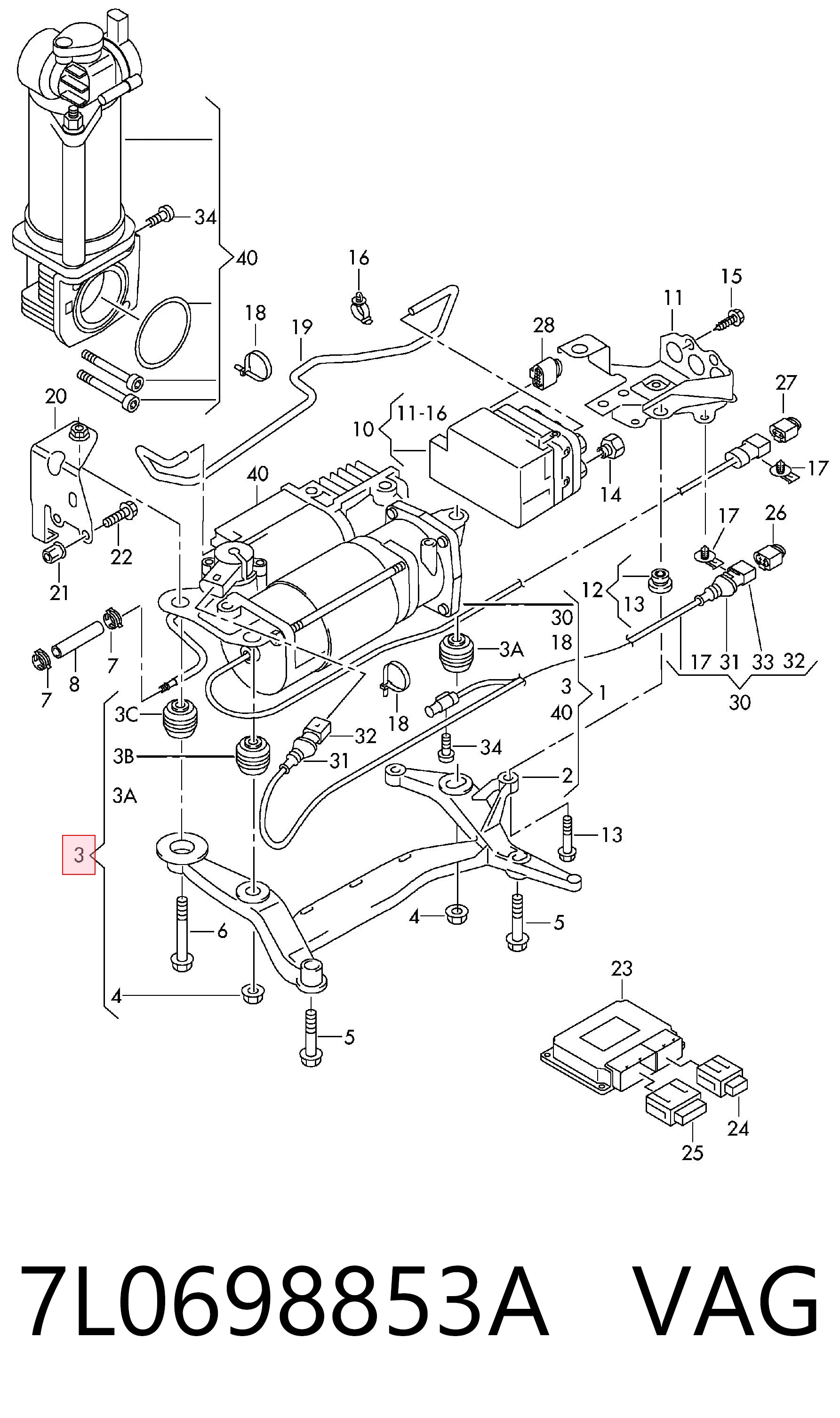 7L0698853A VAG Soporte del compresor neumático de los amortiguadores