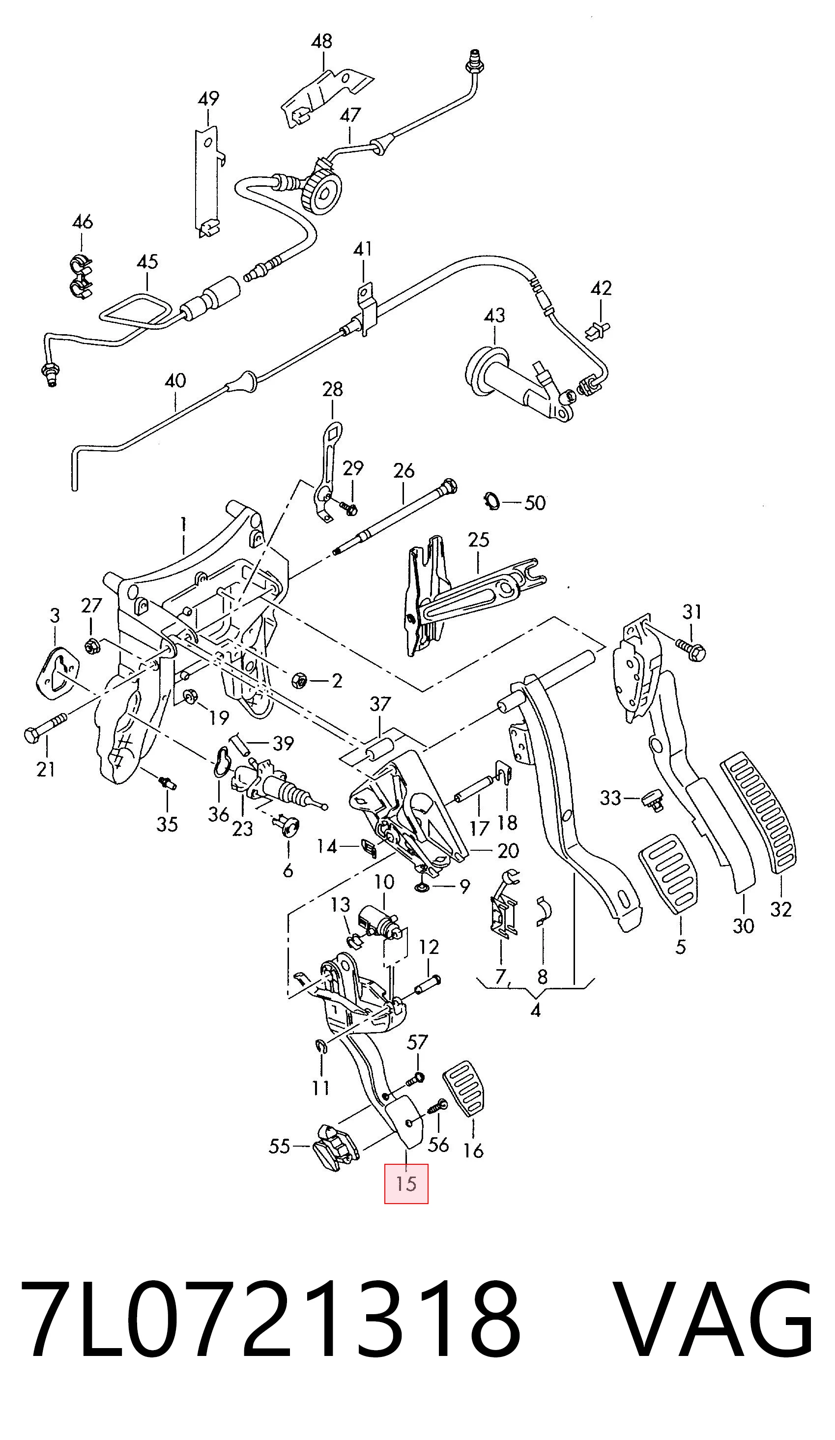 Comprar Pedal de embrague Volkswagen Touareg I 7LA, 7L6, 7L7 a bajo precio