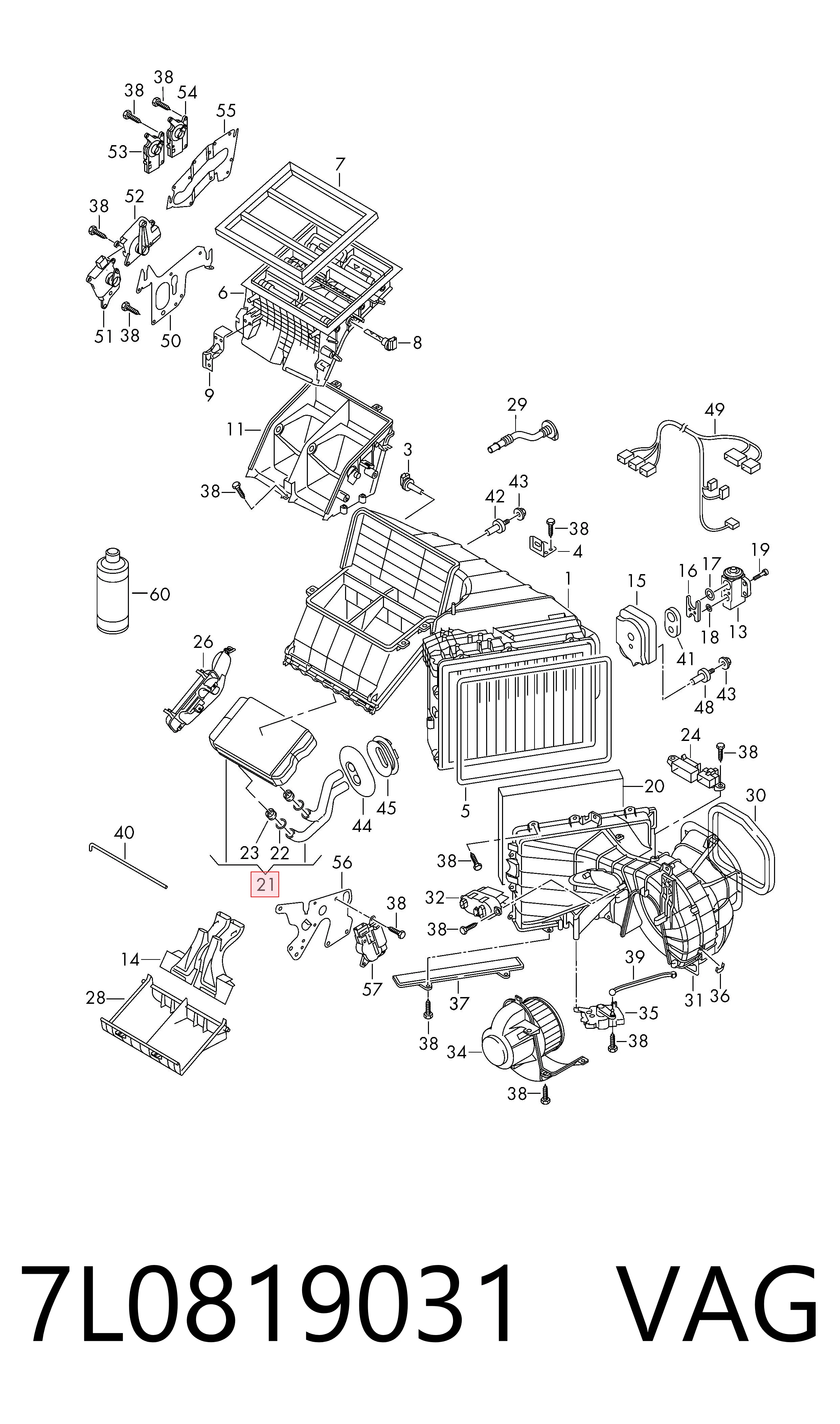 7L0819031 VAG Radiador interior
