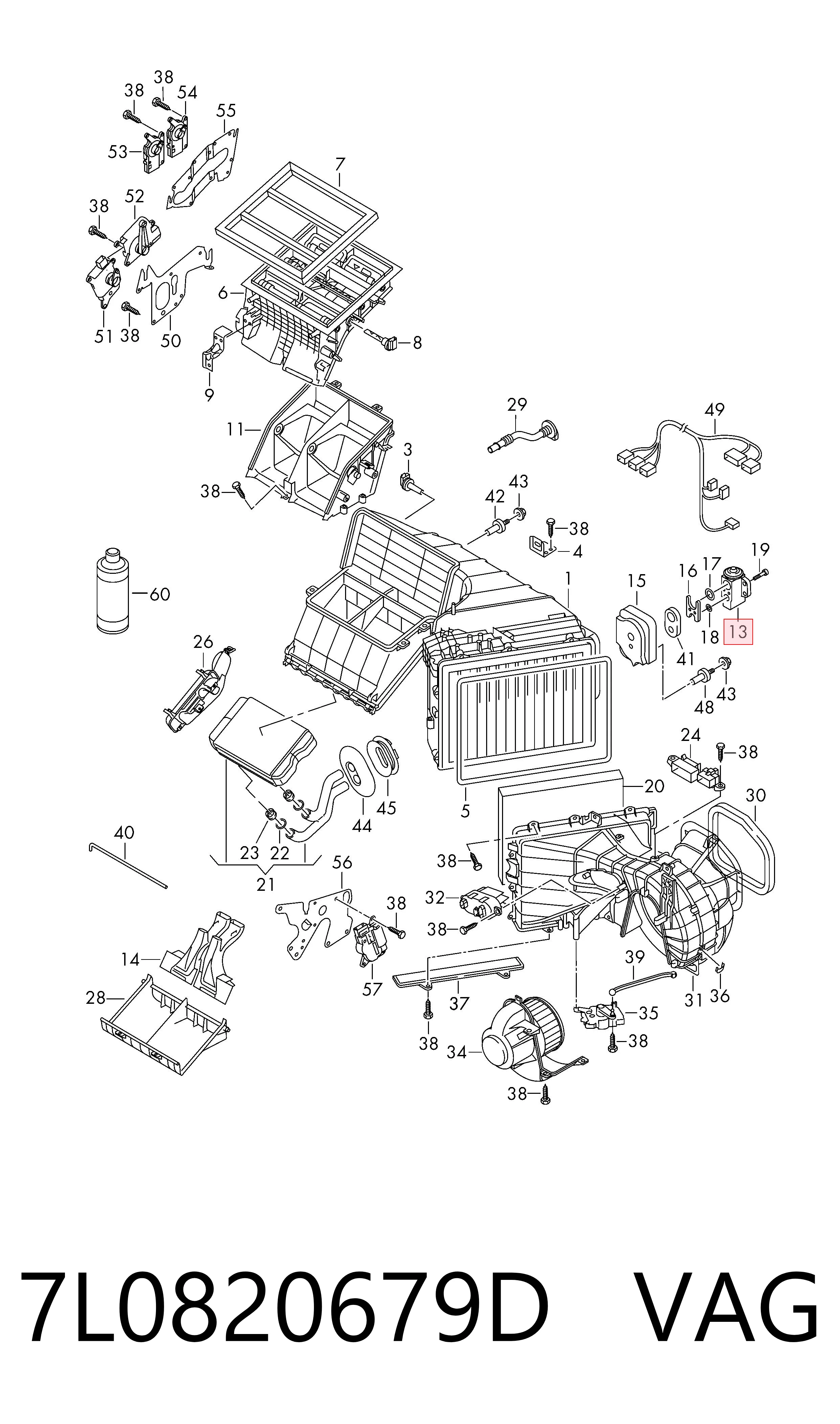 7L0820679D VAG Válvula TRV del aire acondicionado
