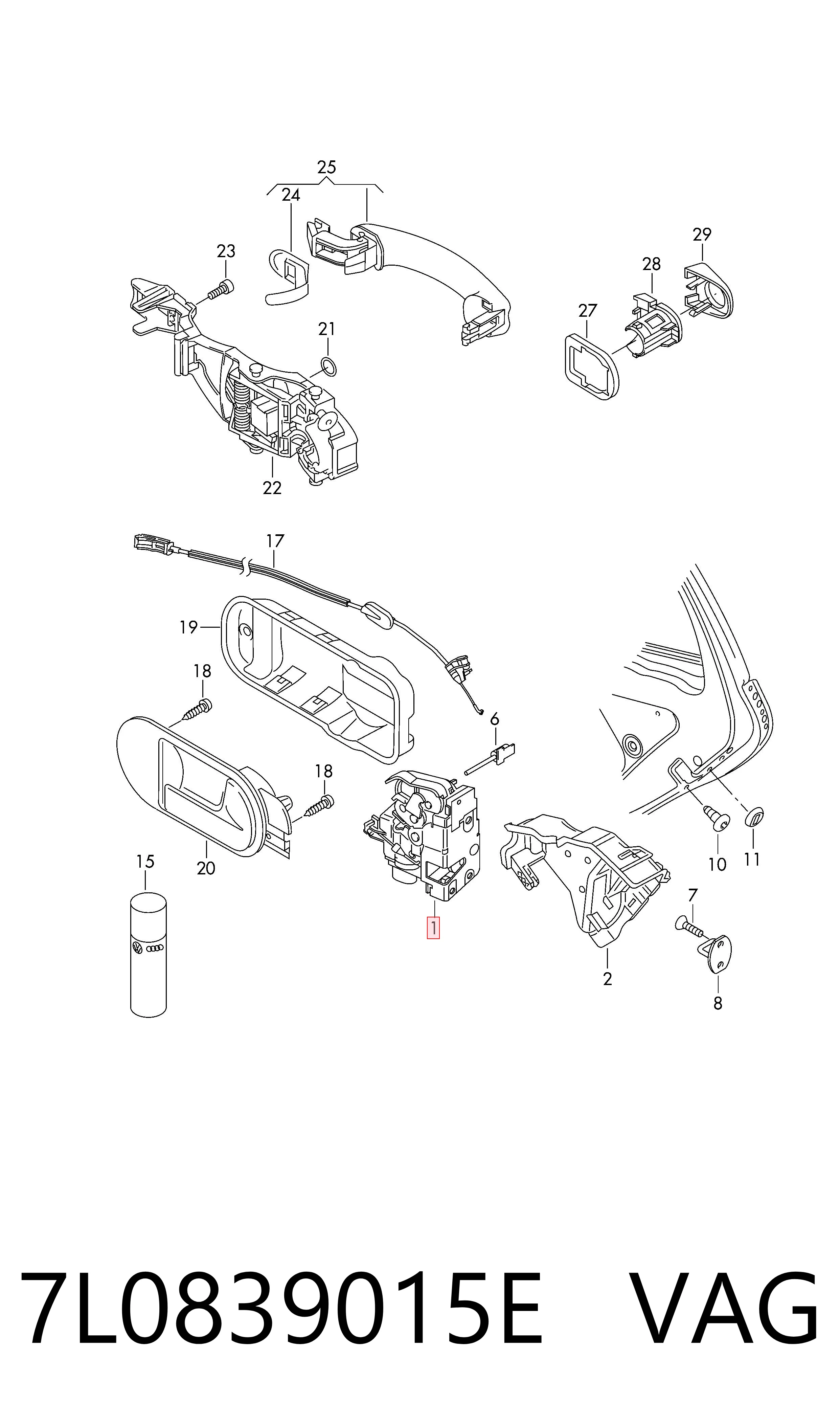 7L0839015E VAG Cerradura de puerta trasera izquierda