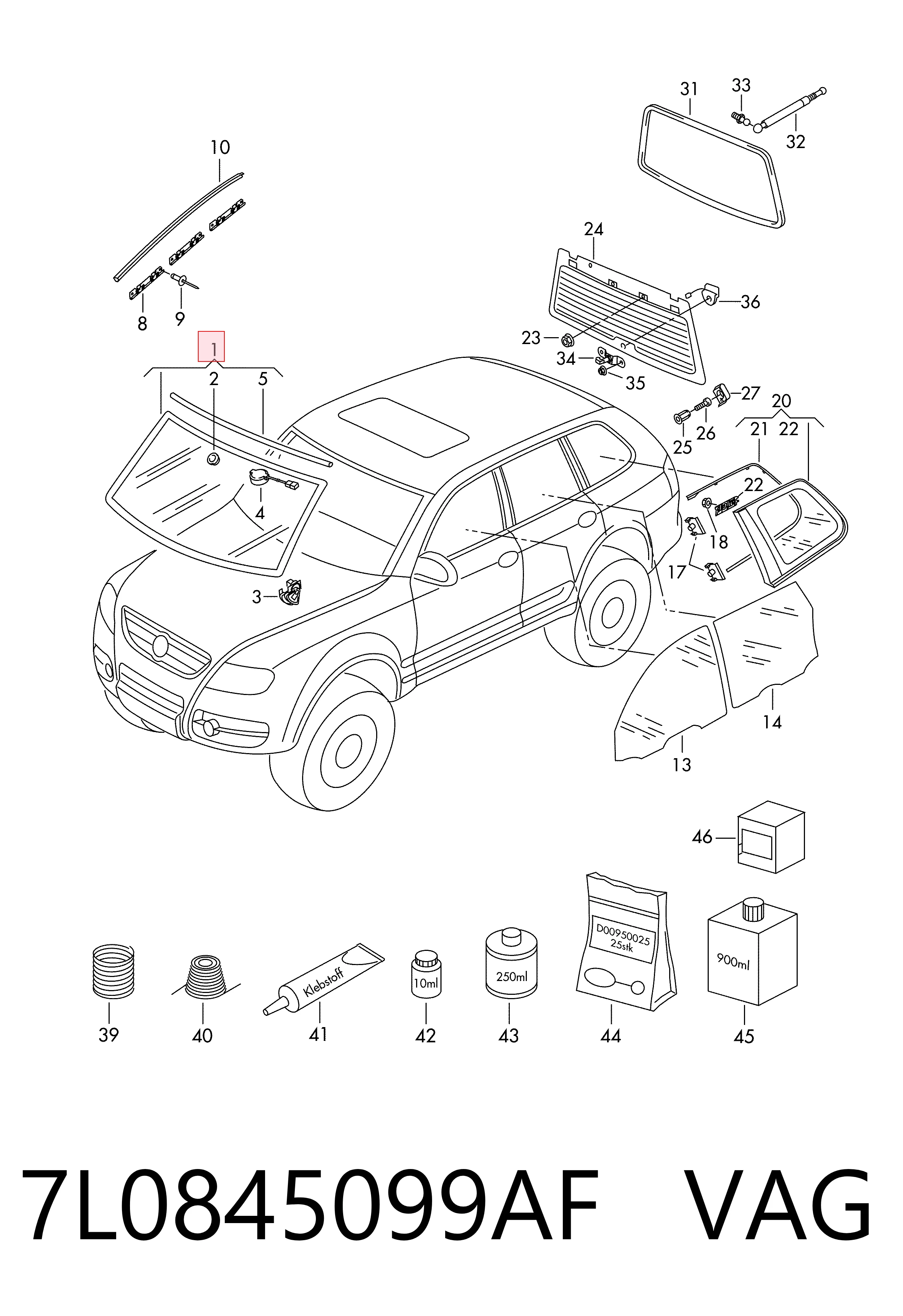 Parabrisas delantero  Volkswagen Touareg I (2002-2010)