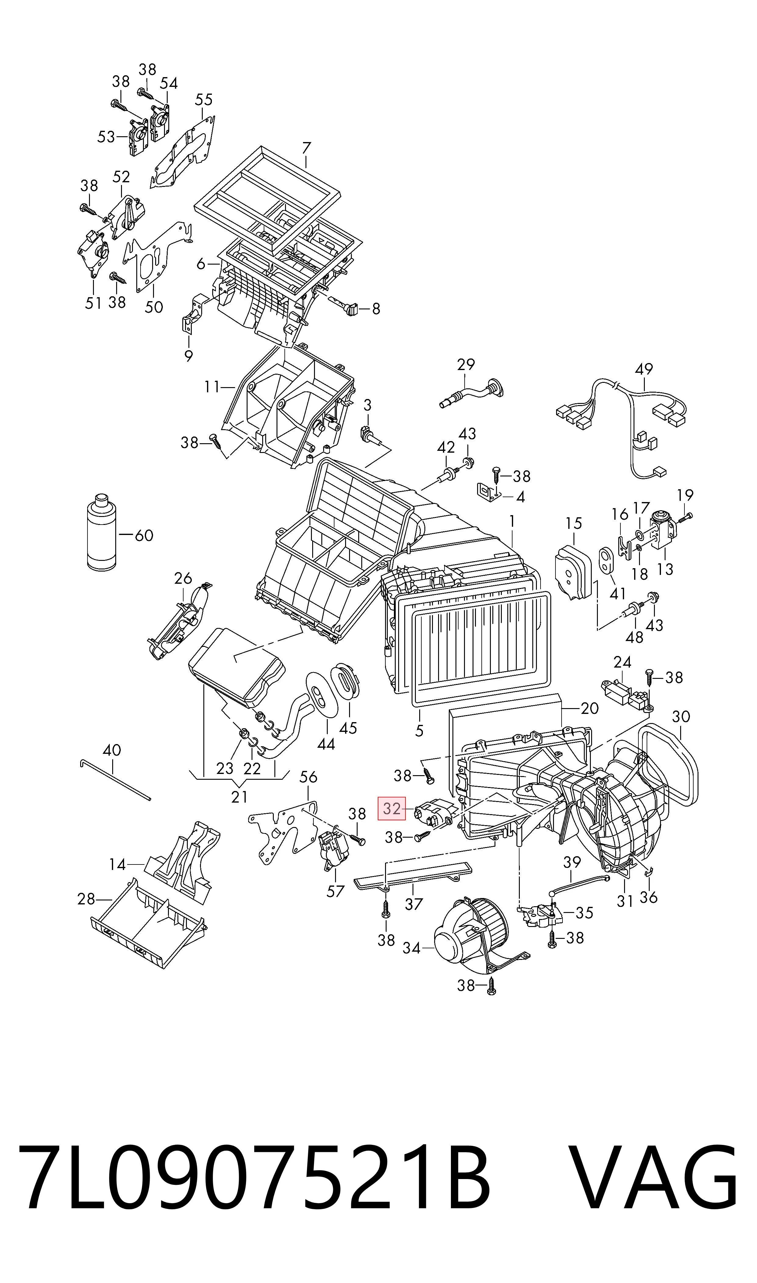7L0907521B VAG Resistencia del ventilador del habitáculo trasera