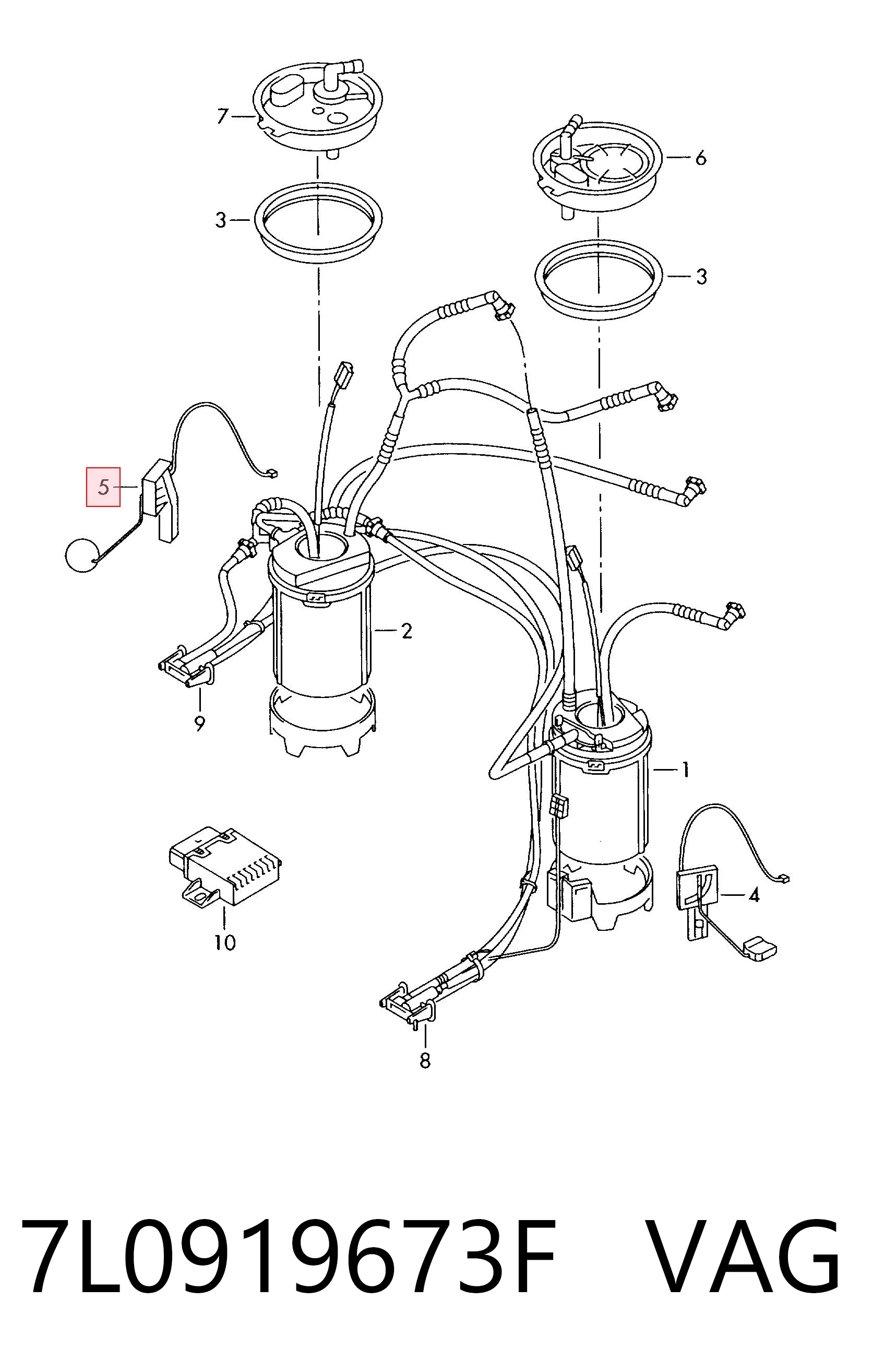 7L0919673F VAG Sensor de nivel de combustible derecho
