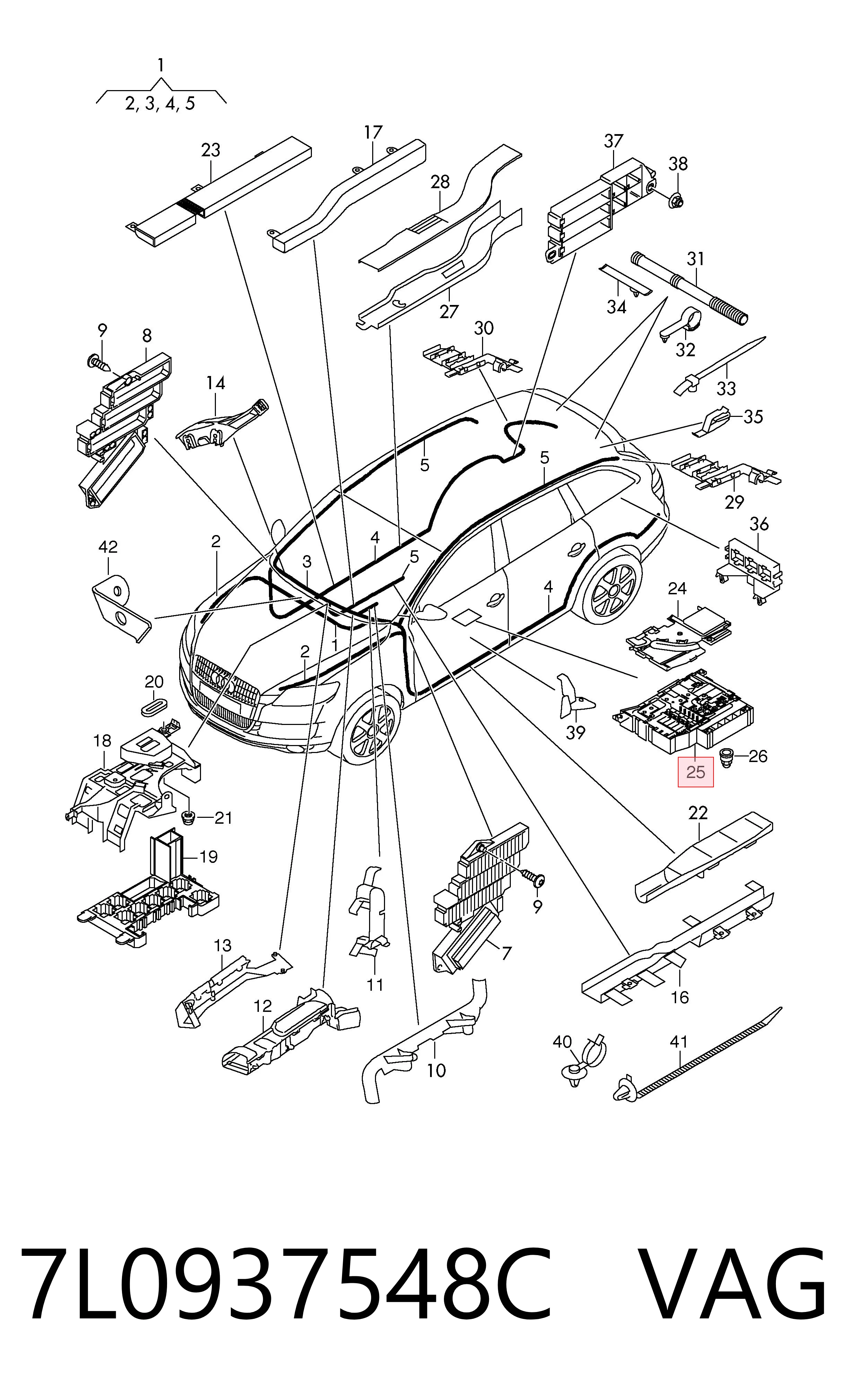 7L0937548C VAG Caja de fusibles trasera interior