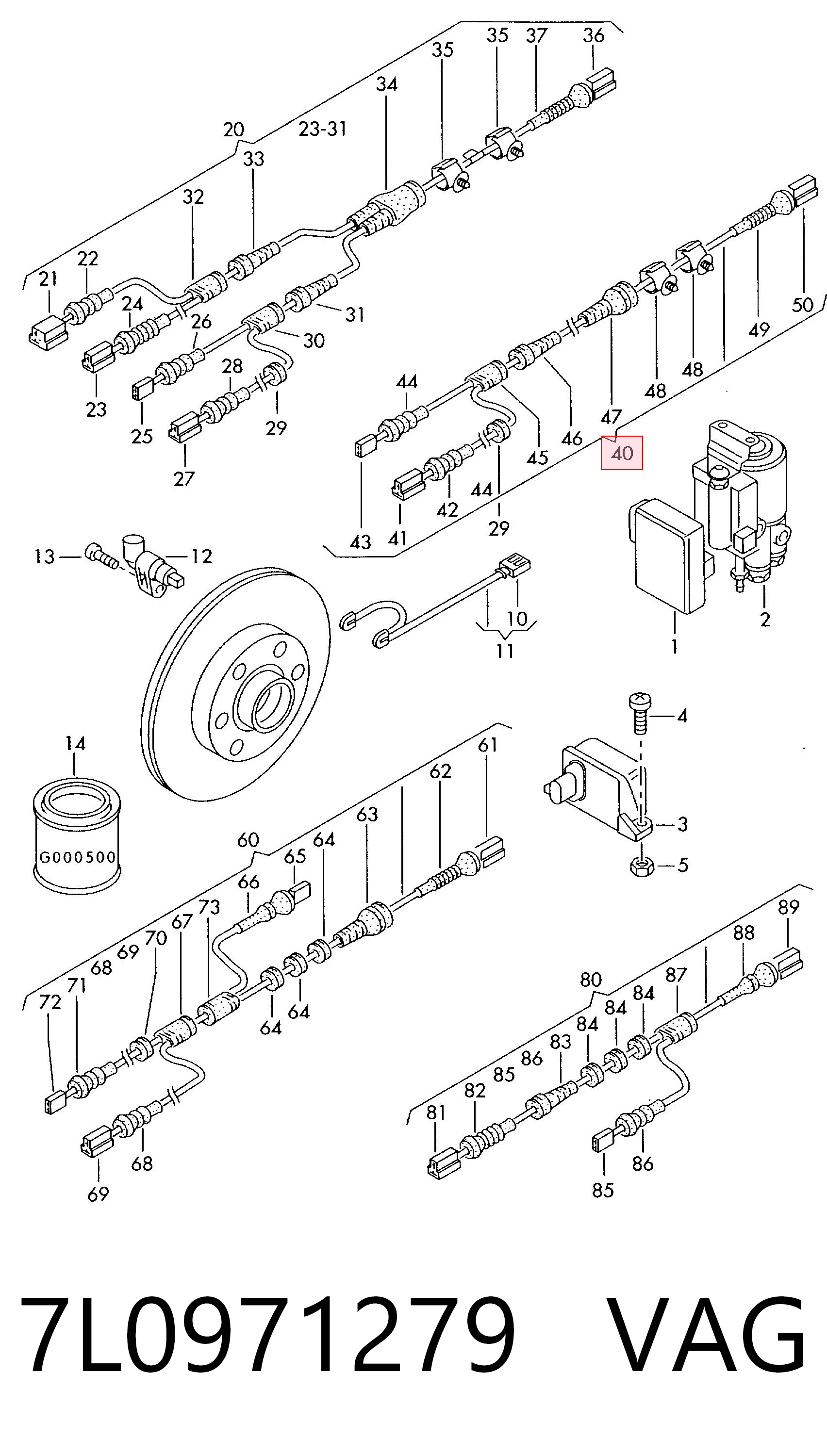 7L0971279 VAG Sensor de freno, trasero