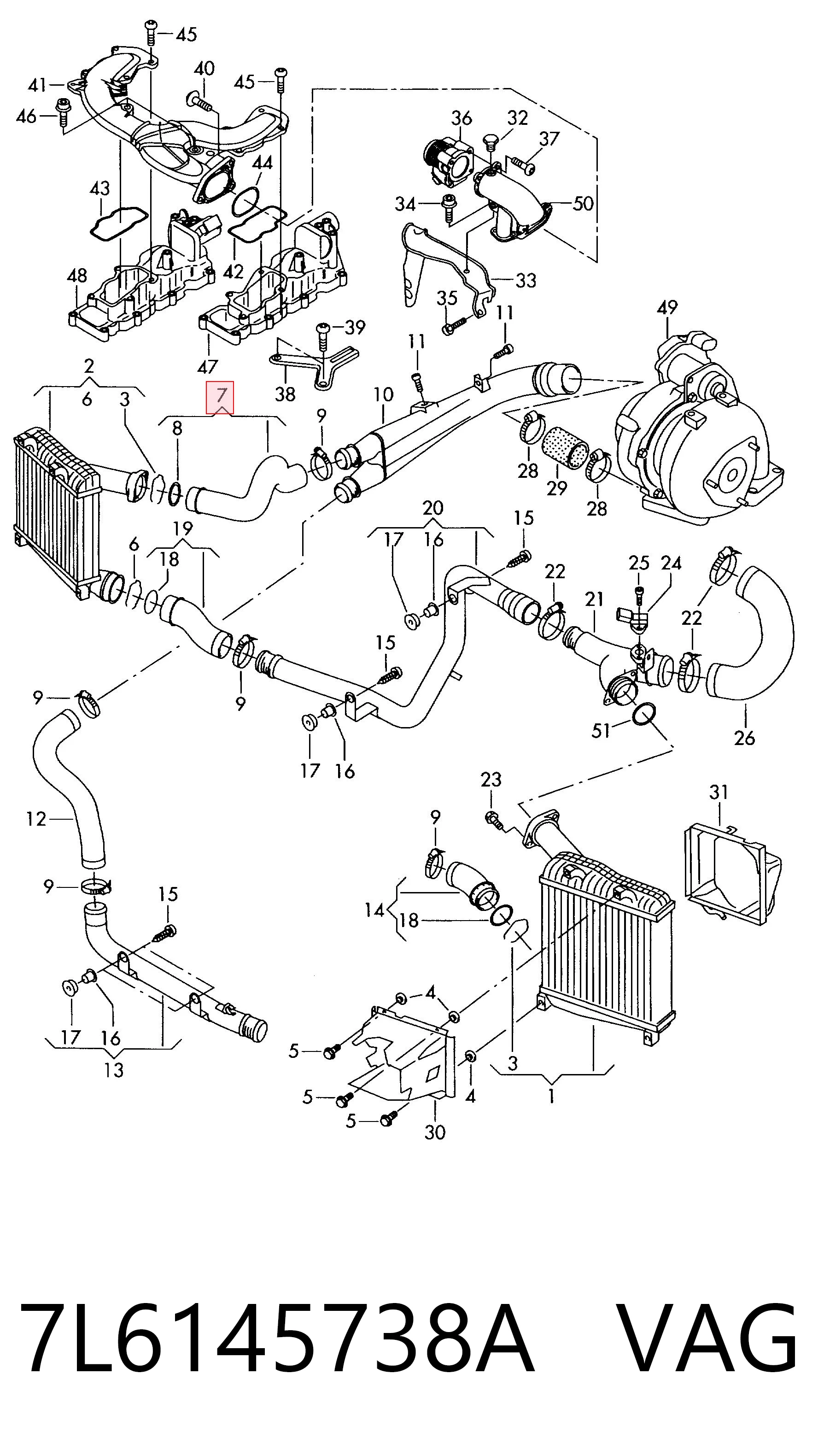 7L6145738A VAG Manguera del intercooler
