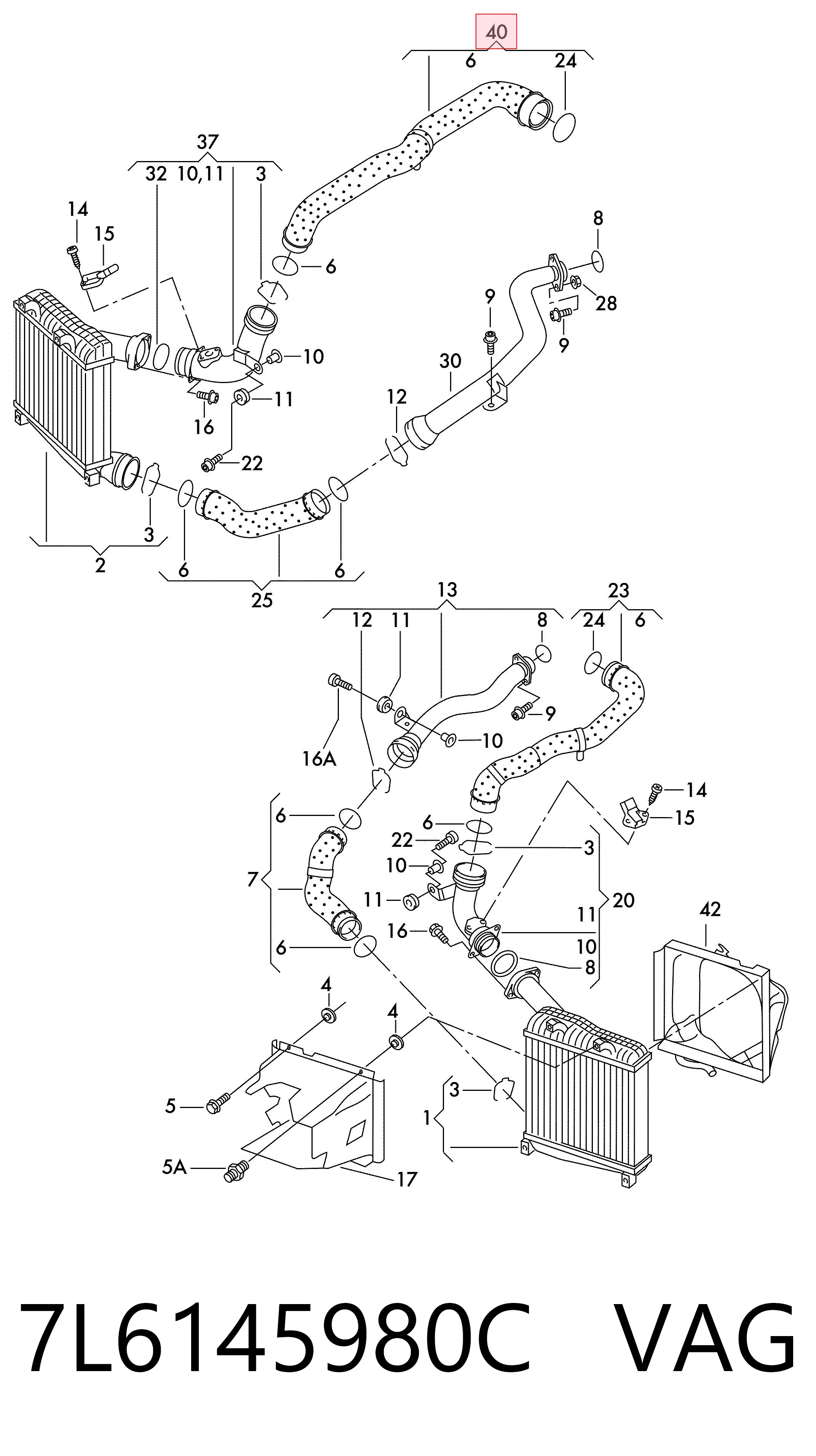 7L6145980C VAG Manguera del intercooler