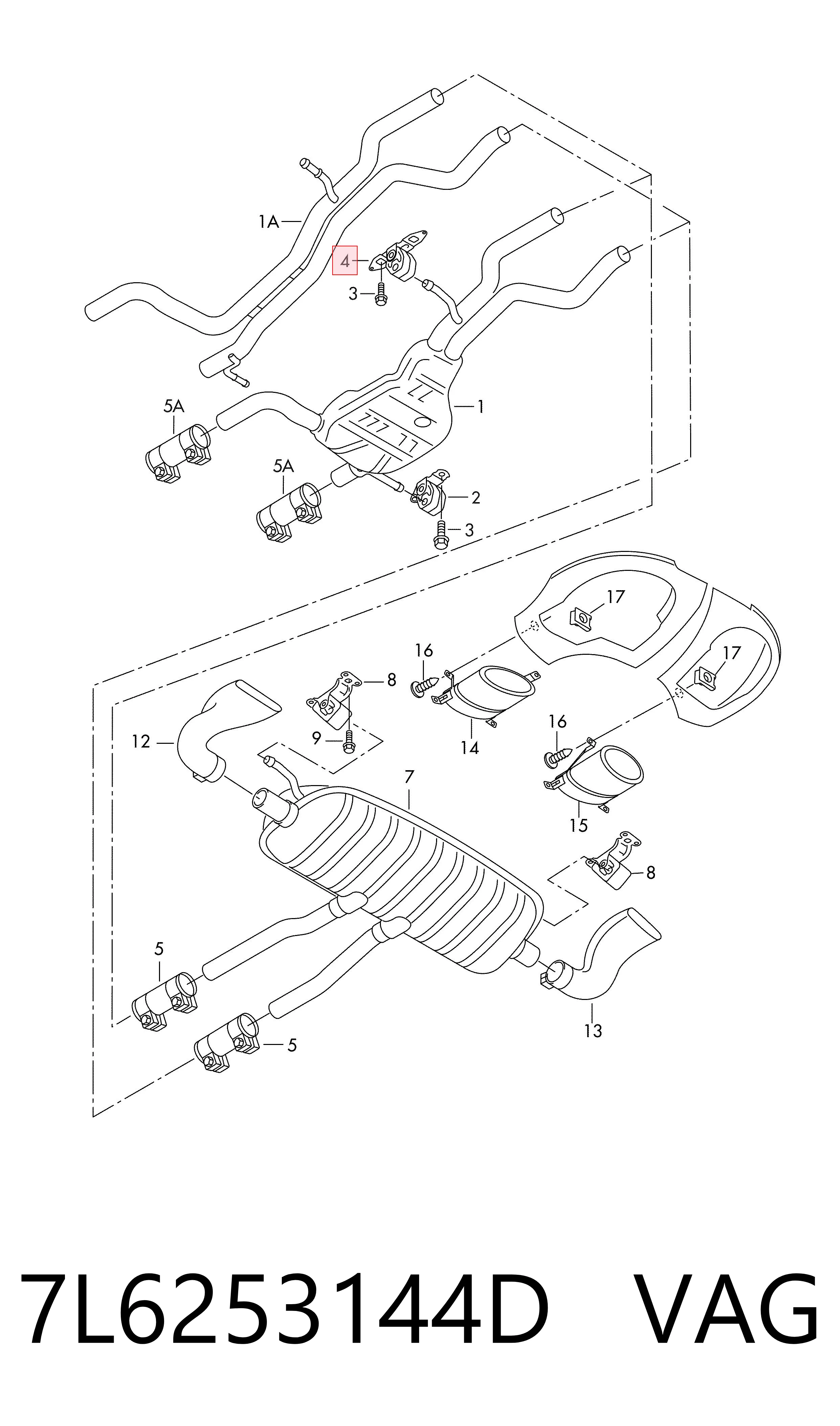 Soporte escape para Volkswagen Touareg 7LA, 7L6, 7L7