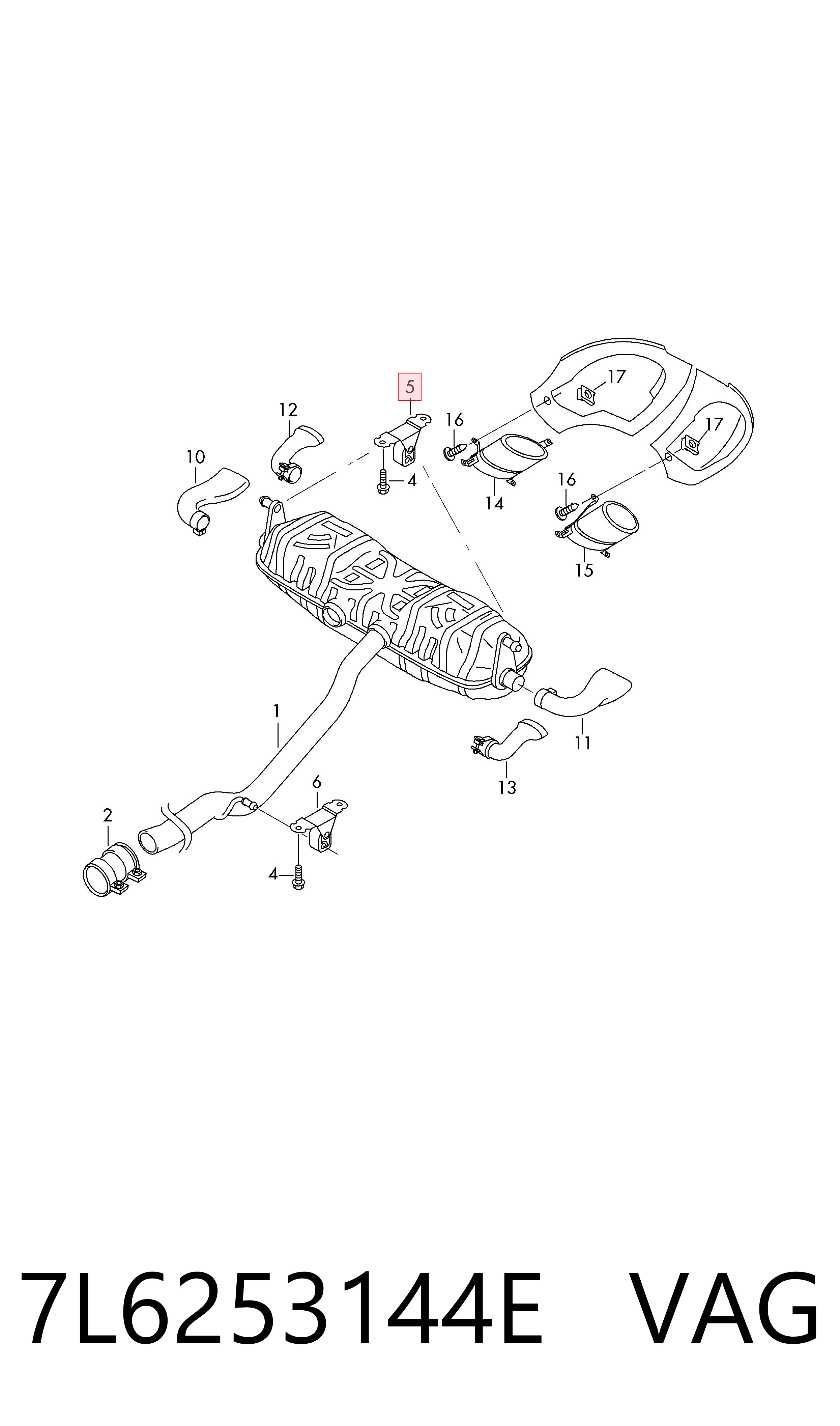 7L6253144E VAG Soporte trasero del silenciador