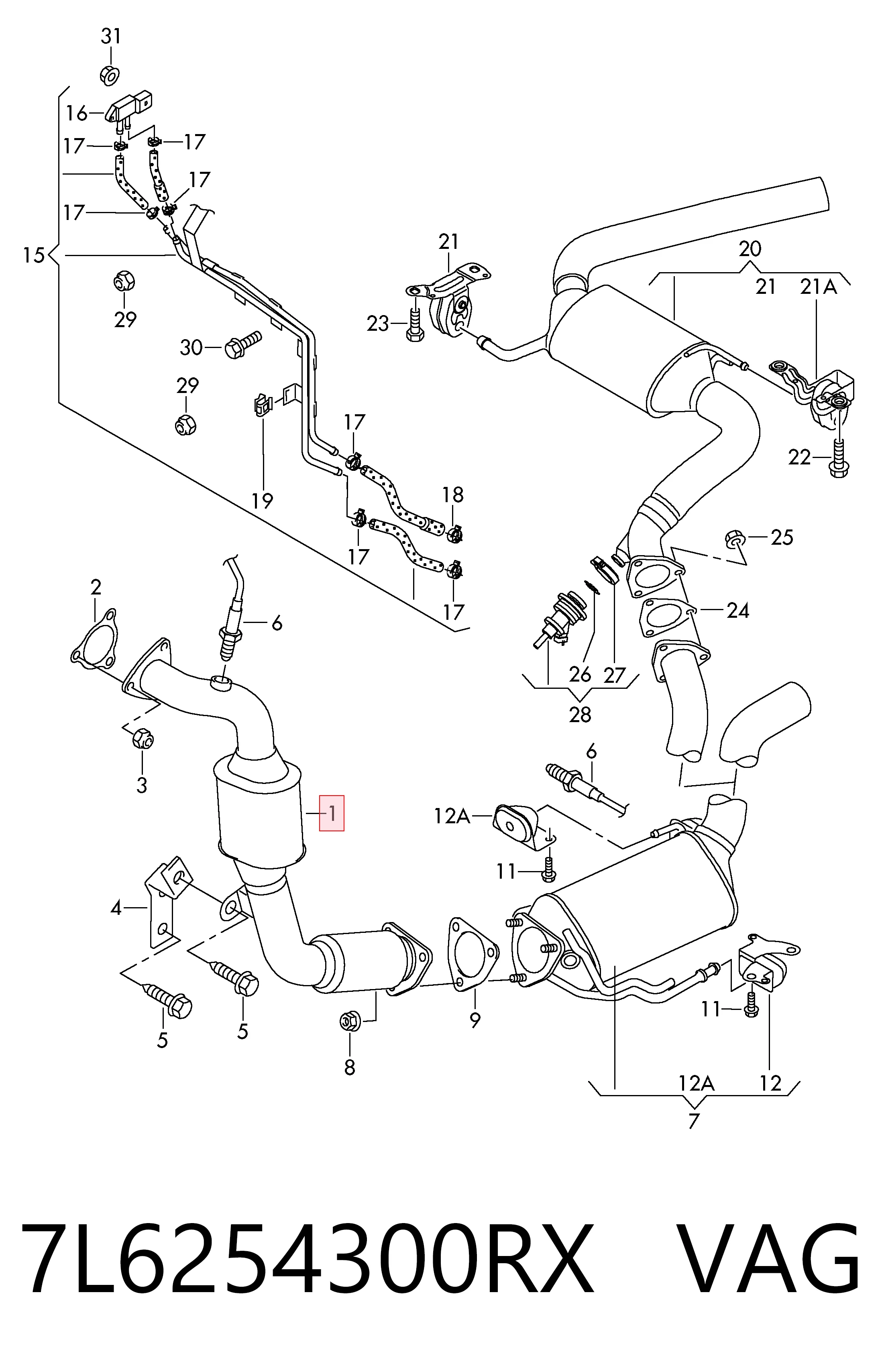 Catalizador para Volkswagen Touareg 7LA, 7L6, 7L7