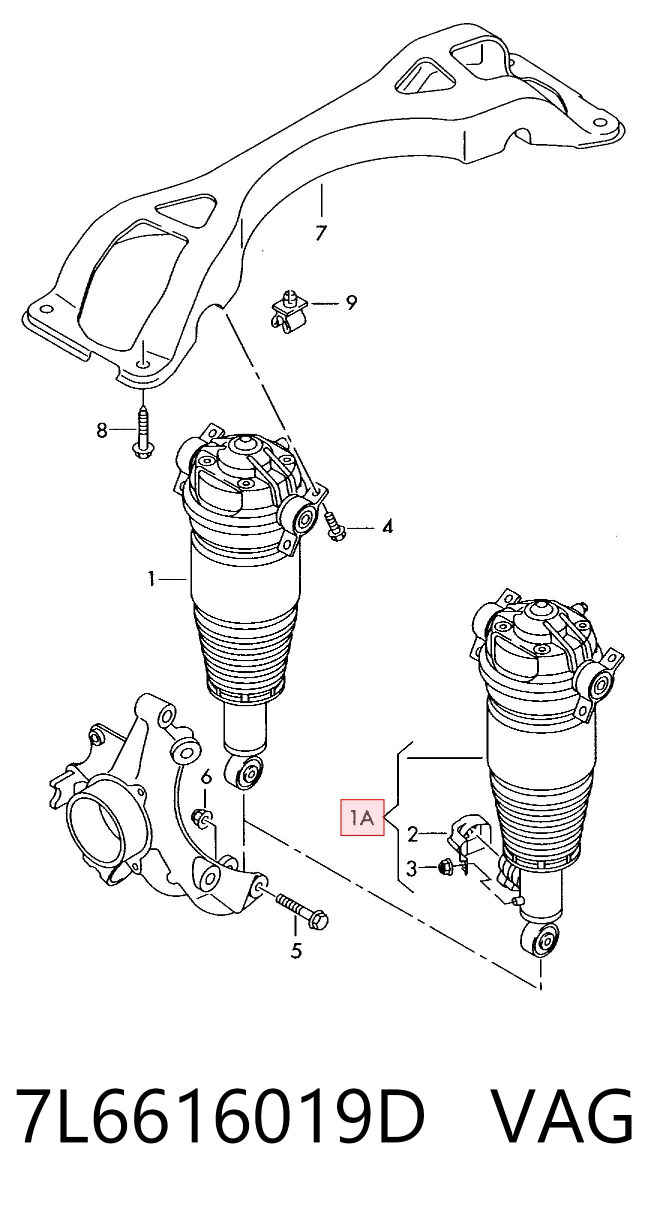 7L6616019D VAG Amortiguador trasero izquierdo