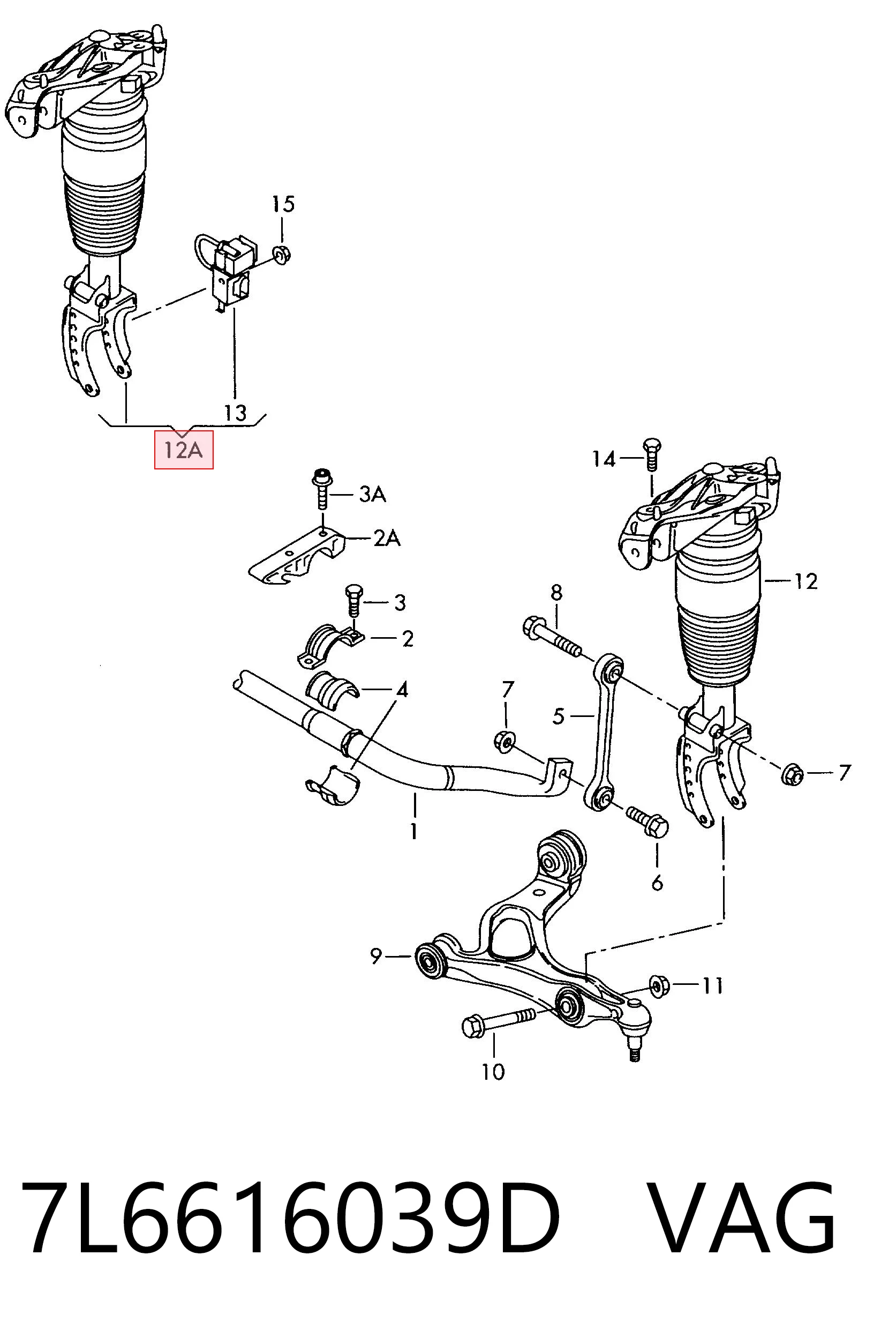 7L6616039D VAG Amortiguador frontal izquierdo