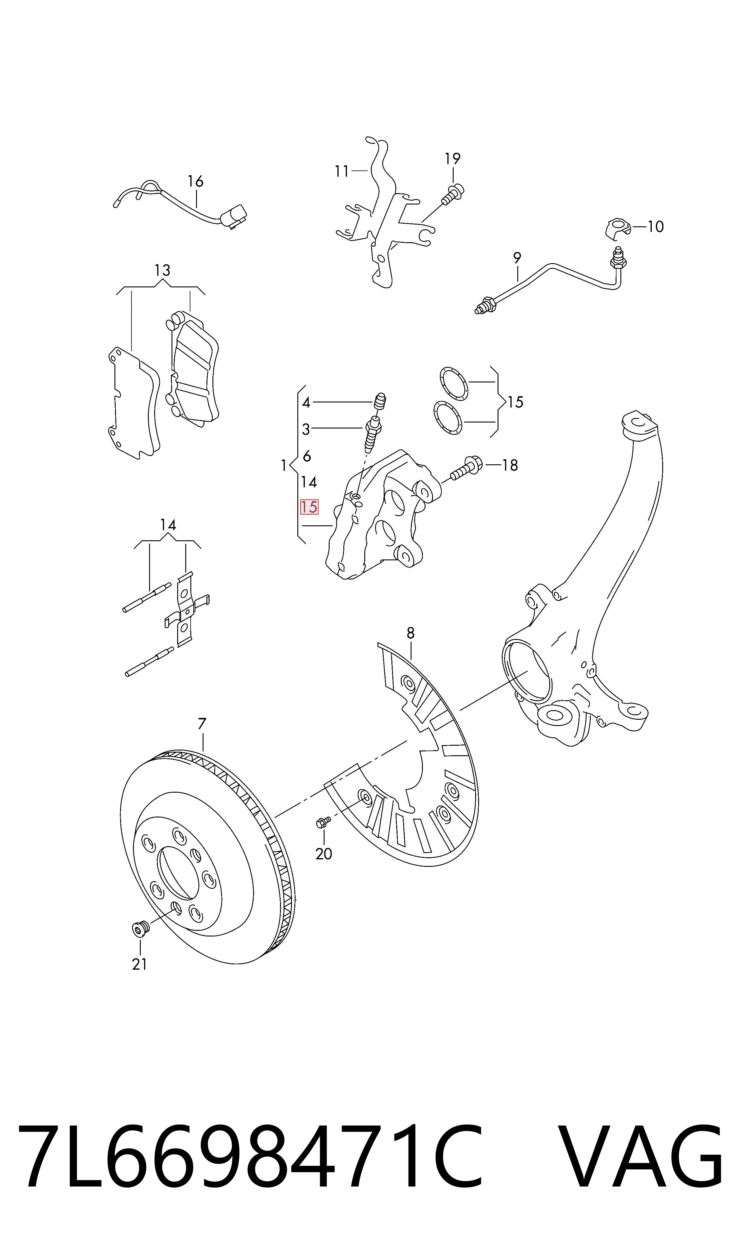 Kit de reparación, pinza de freno delantero VAG 7L6698471C precio, desde 18,28 EUR