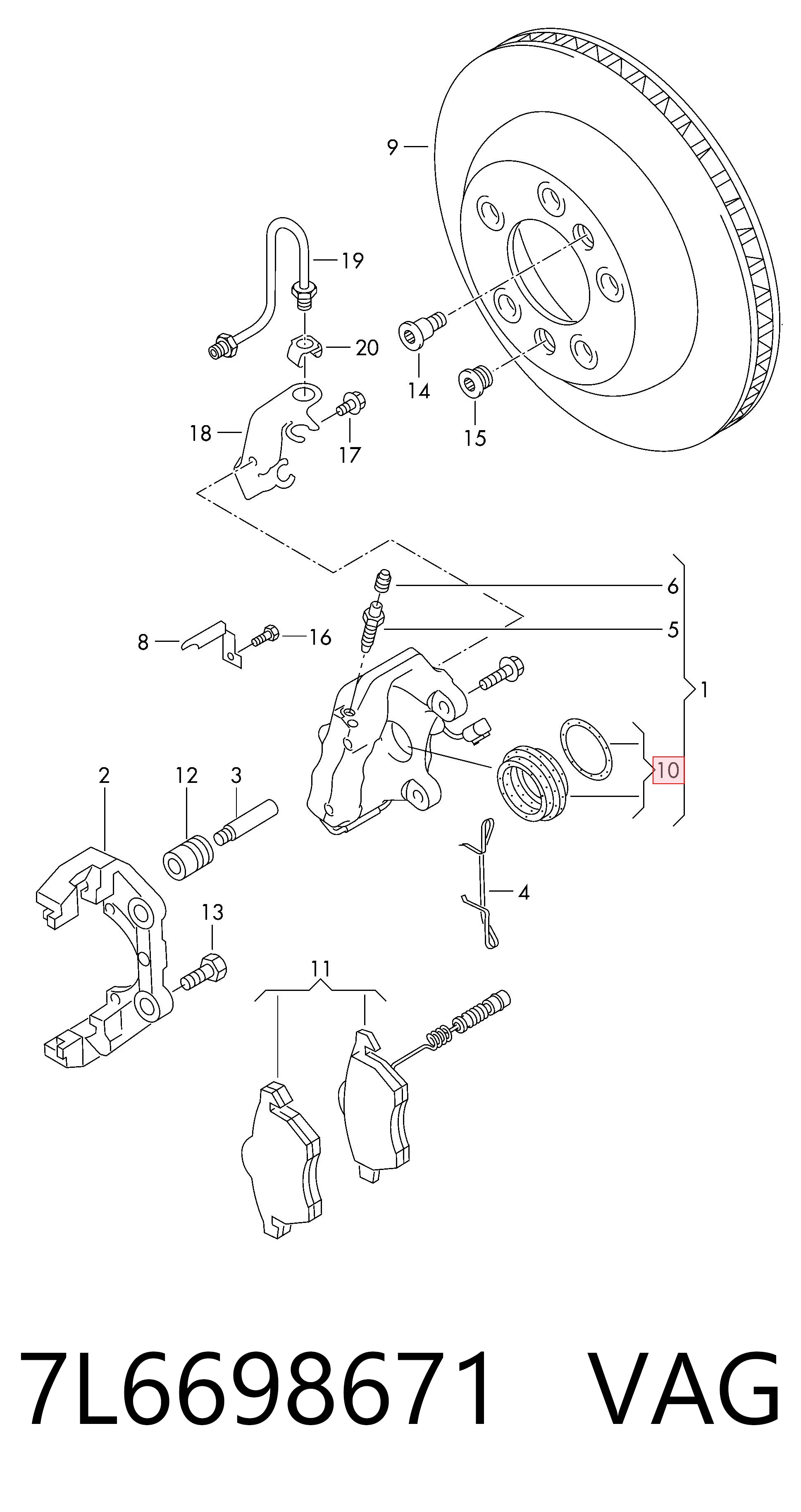 Kit de reparación, pinza de freno trasero VAG 7L6698671 precio, desde 9,77 EUR