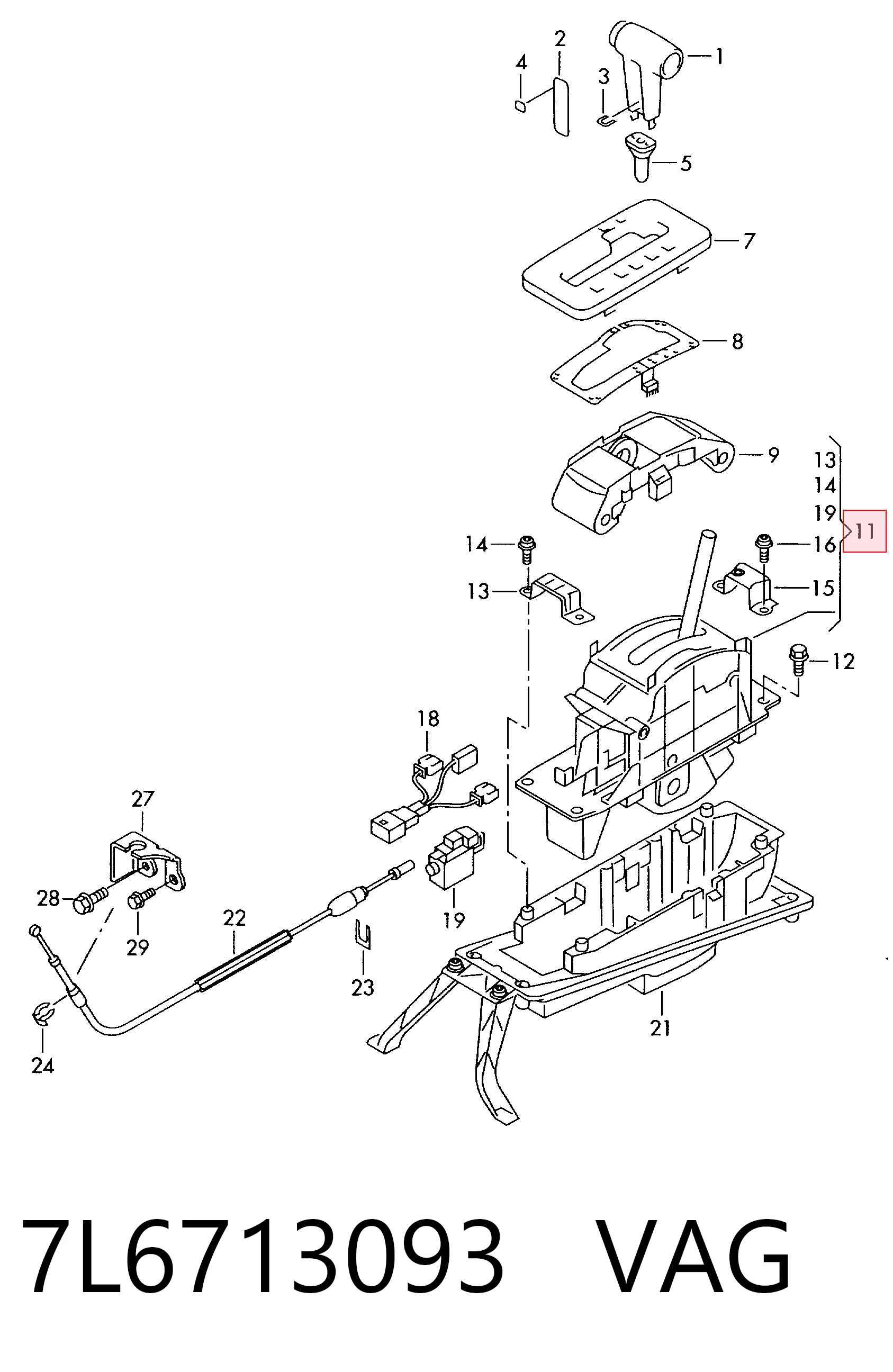 Palanca de cambios para Volkswagen Touareg 7LA, 7L6, 7L7