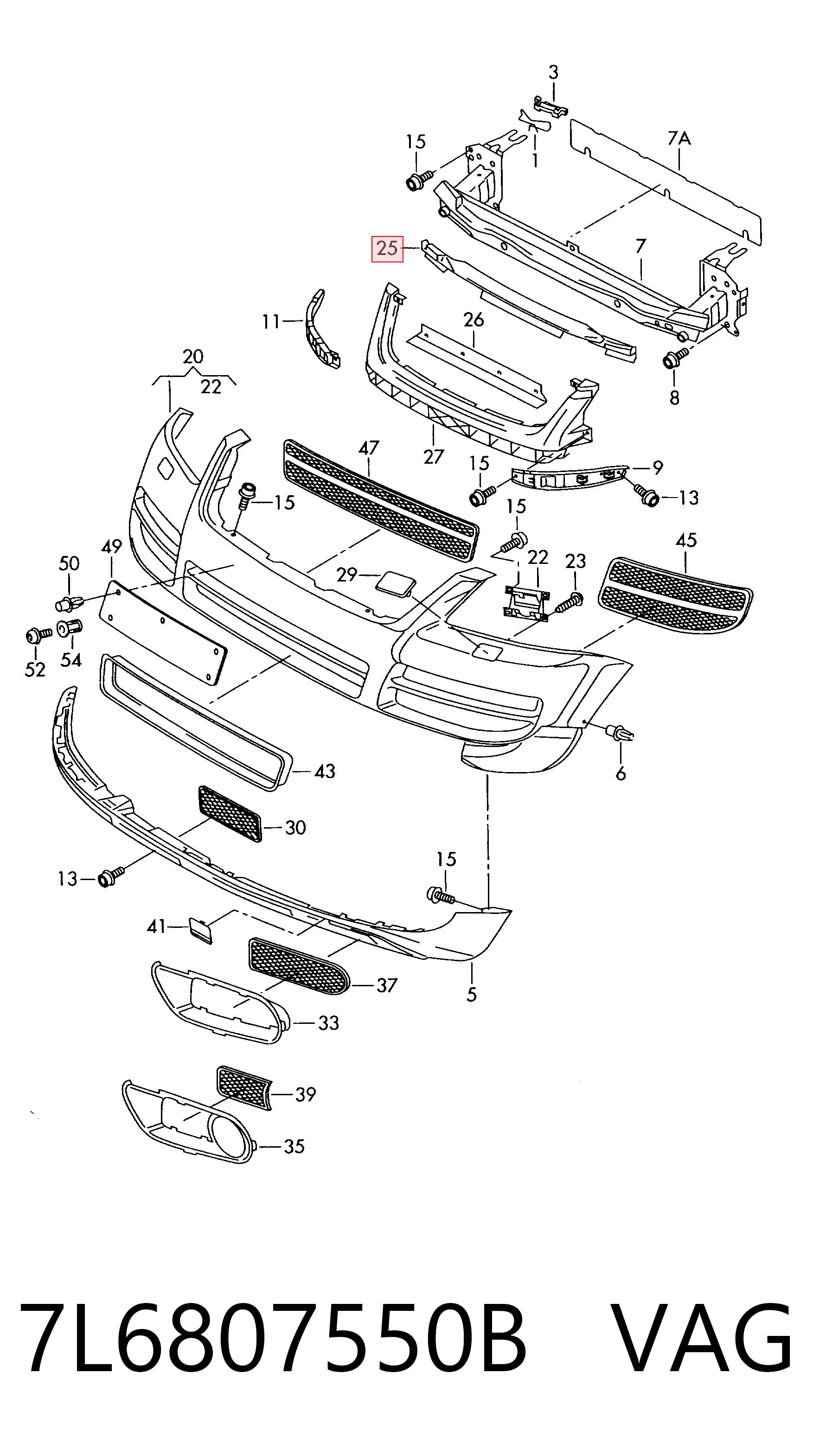7L6807550B VAG Absorbedor del parachoques delantero