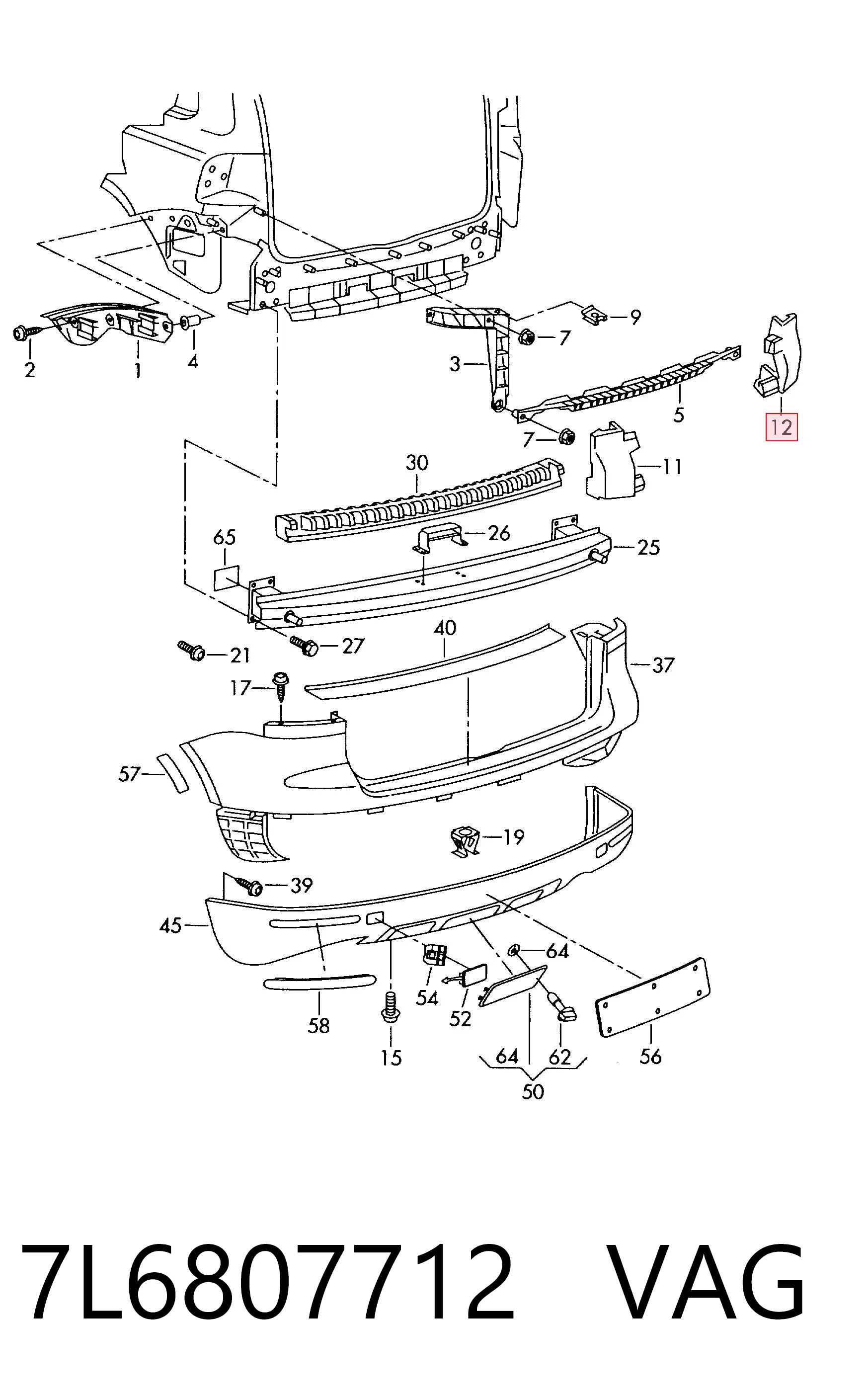 7L6807712 VAG Relleno de parachoques trasero