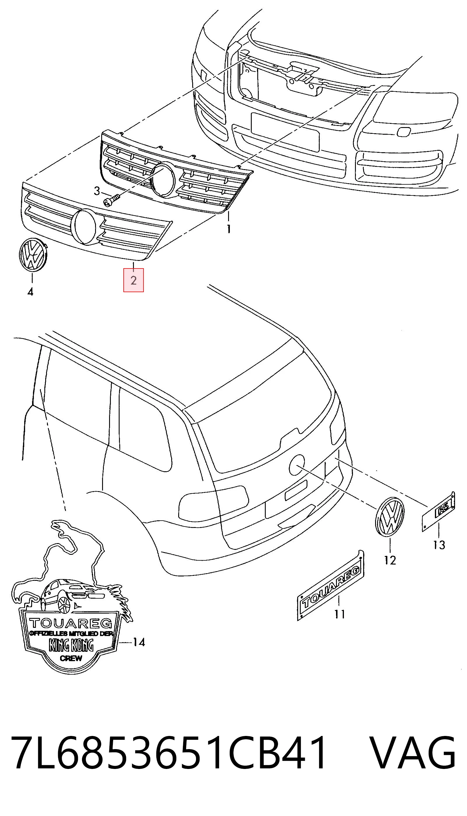 7L6853651CB41 VAG Calandra