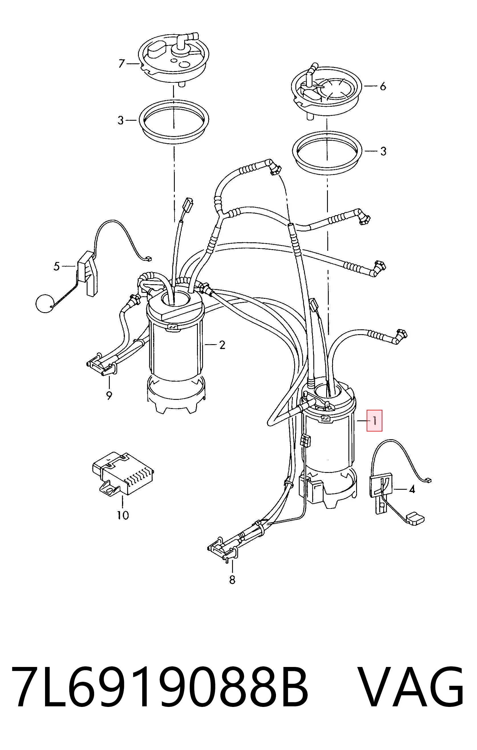 7L6919088B VAG Módulo de alimentación de combustible