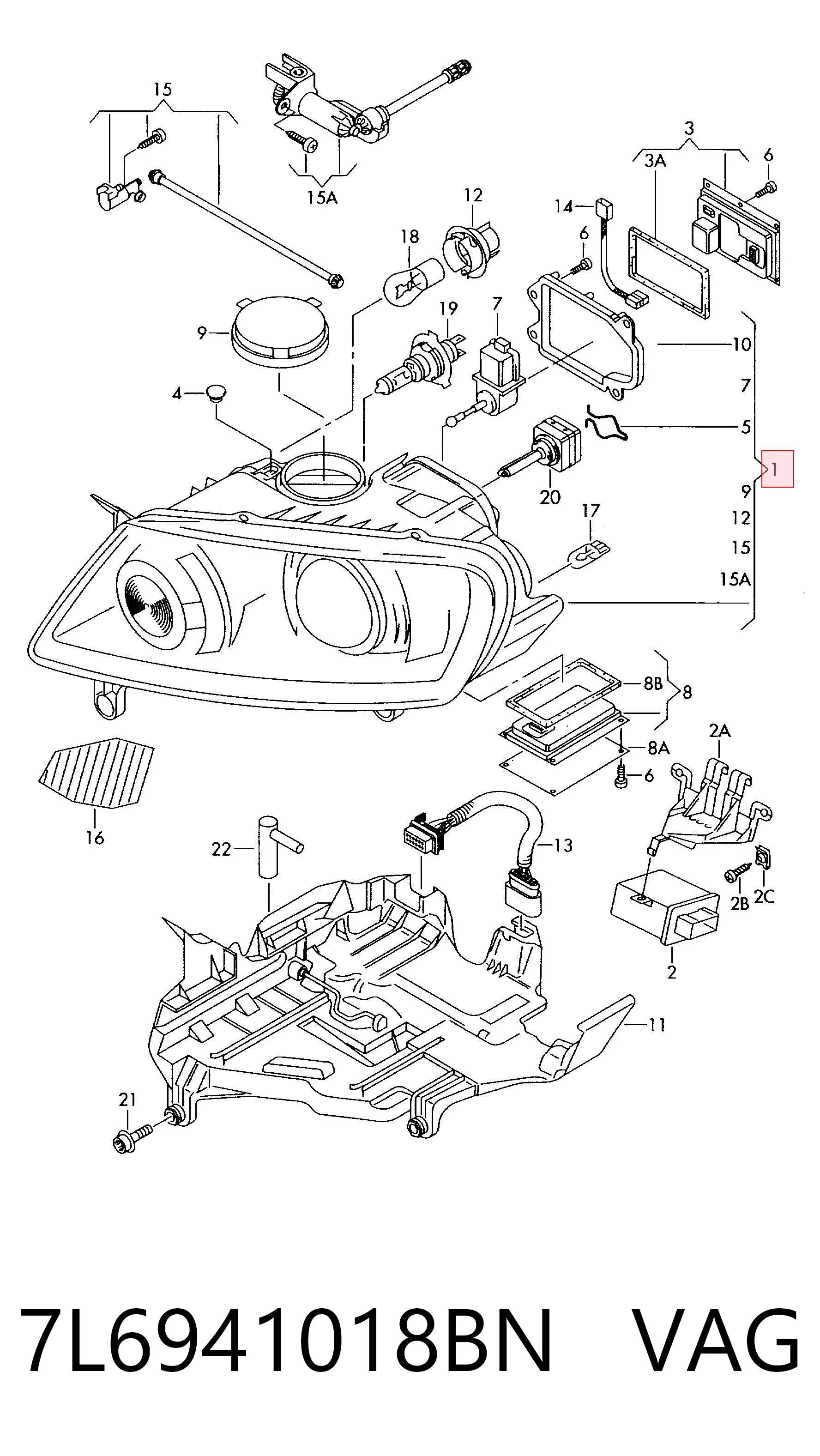 7L6941018BN VAG Luz derecha