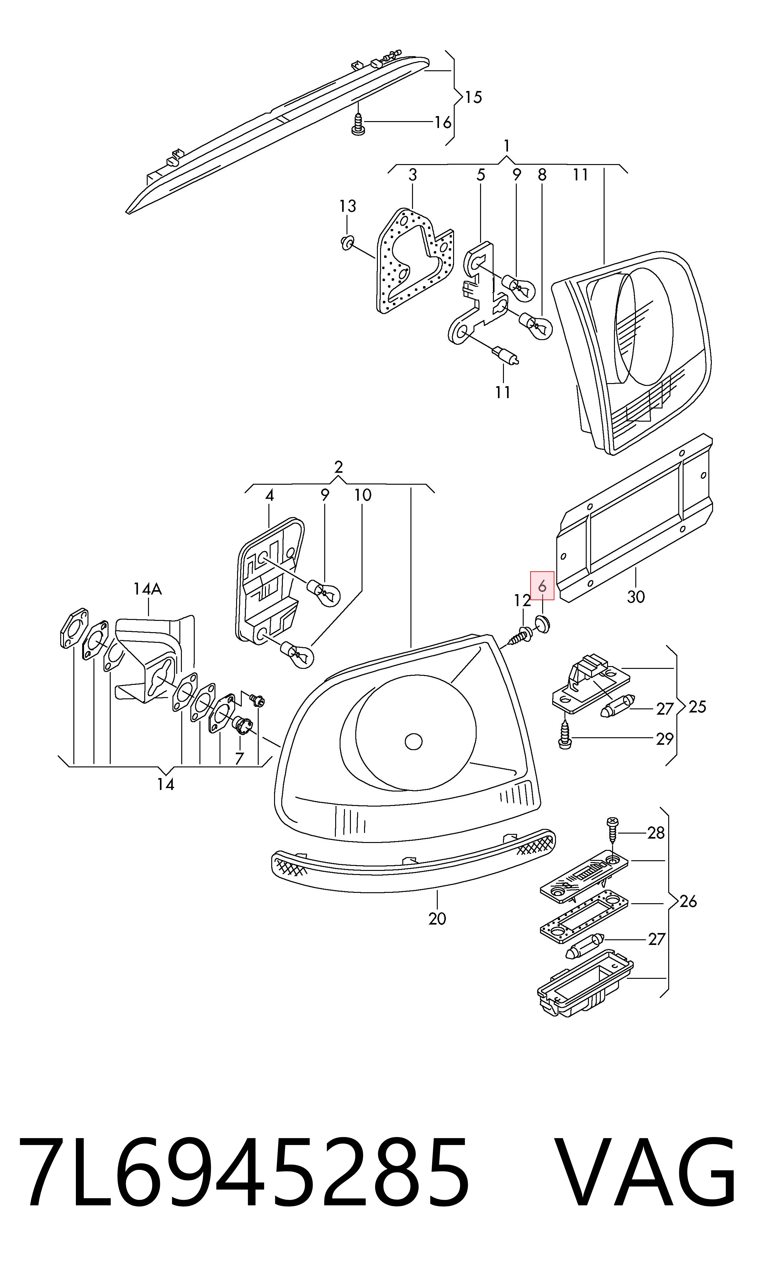 7L6945285 VAG Cubierta para luz trasera