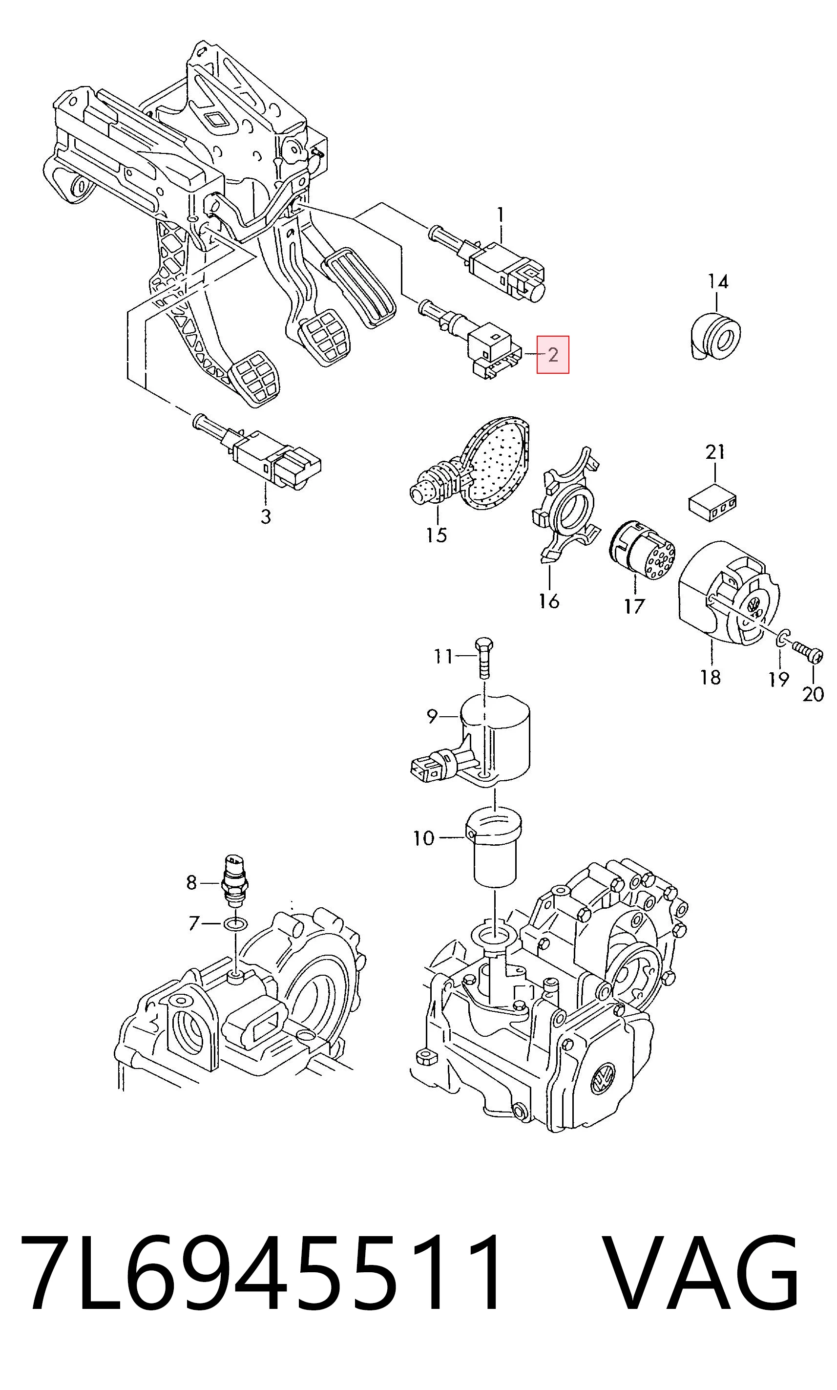 7L6945511 VAG Interruptor luces de freno