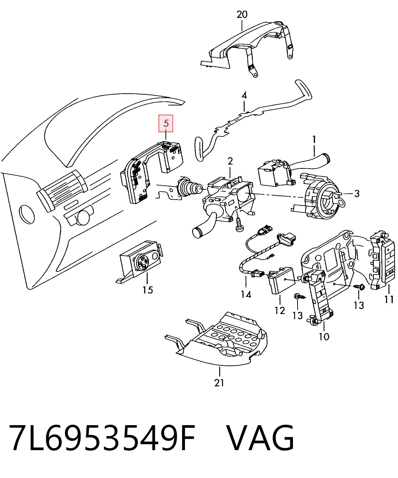 Módulo de control de interruptores de la columna de dirección VAG 7L6953549F precio, desde 50,82 EUR
