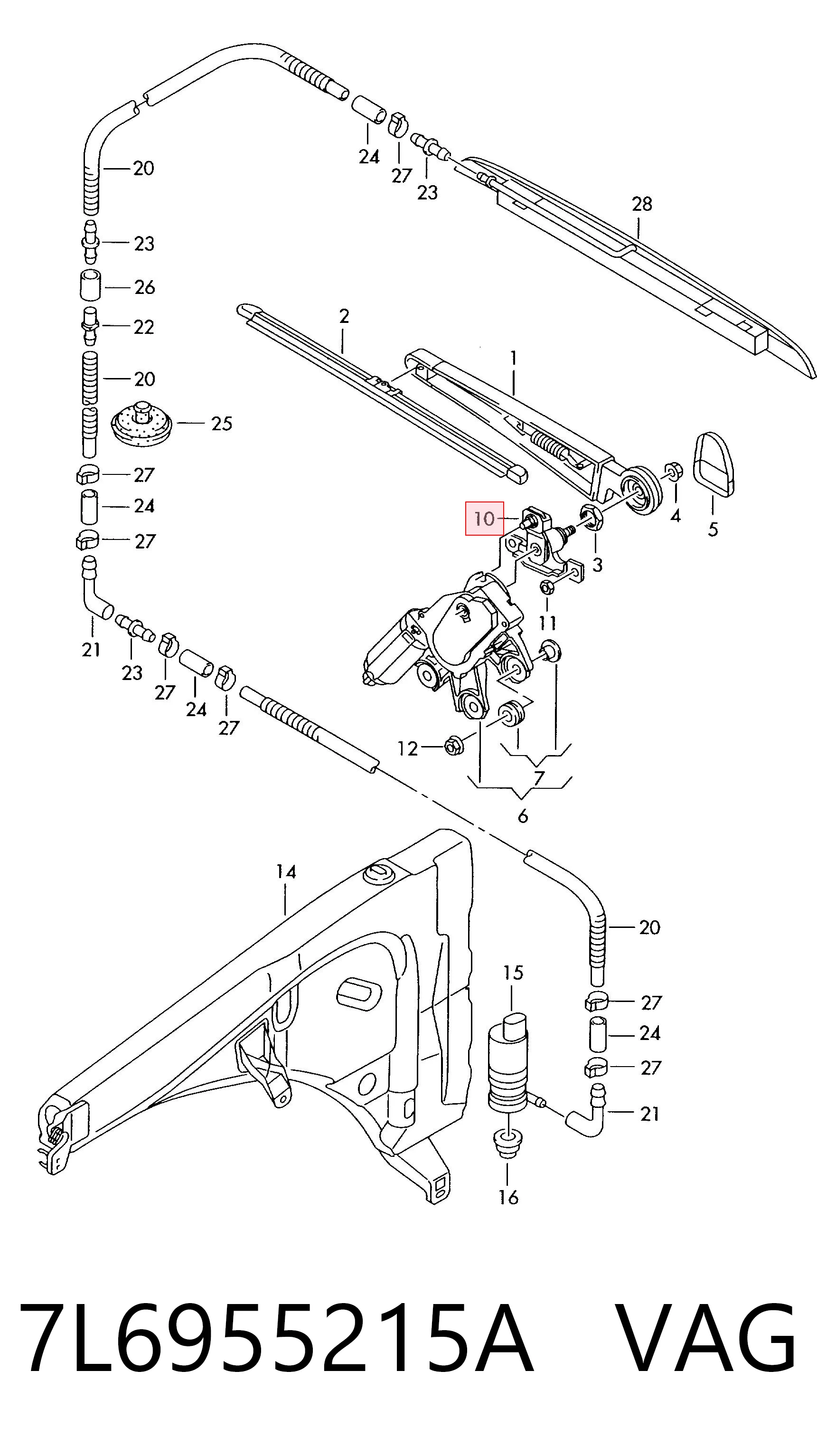 7L6955215A VAG Varillaje de limpiaparabrisas