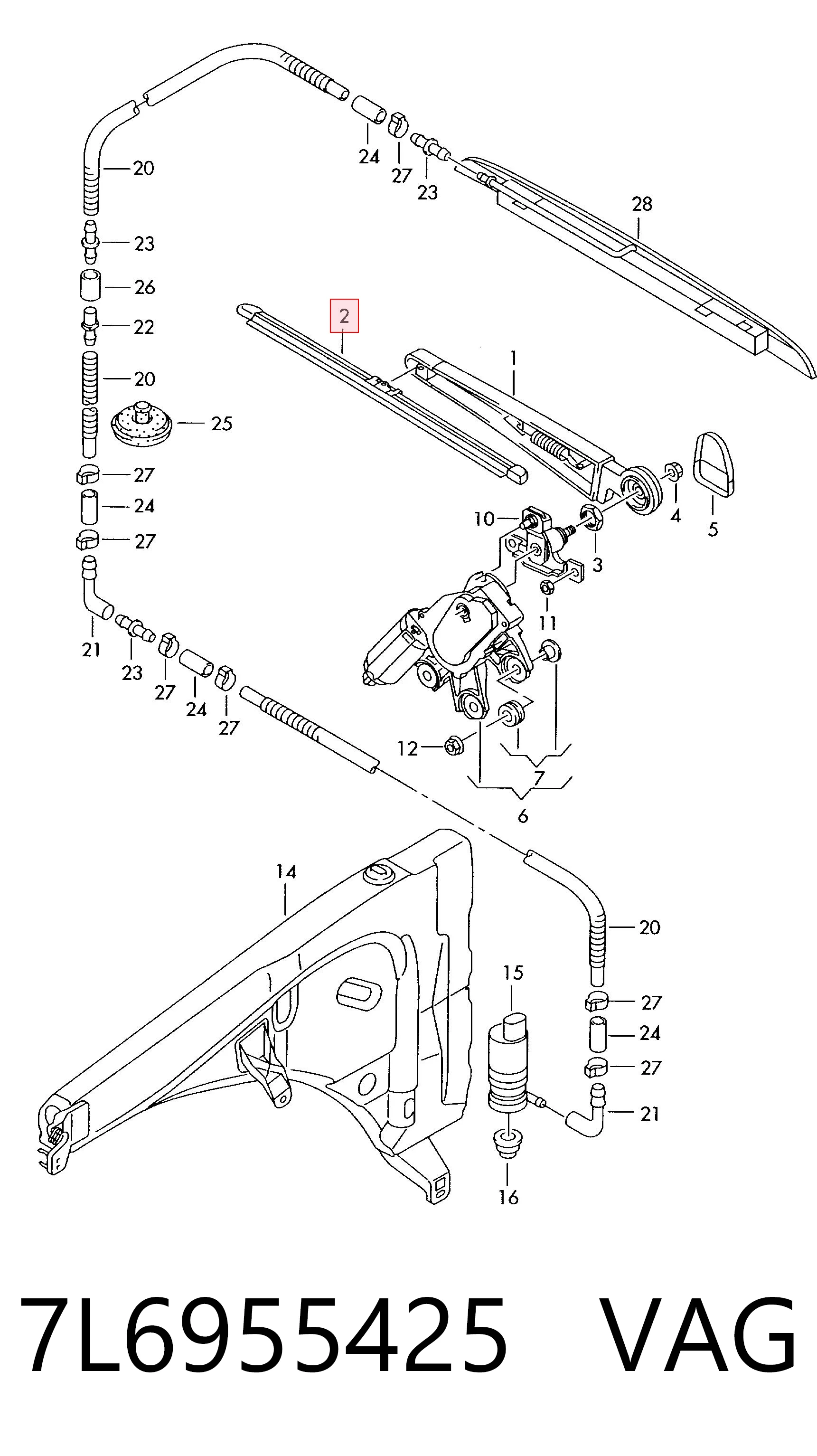 7L6955425 VAG Limpiaparabrisas trasero