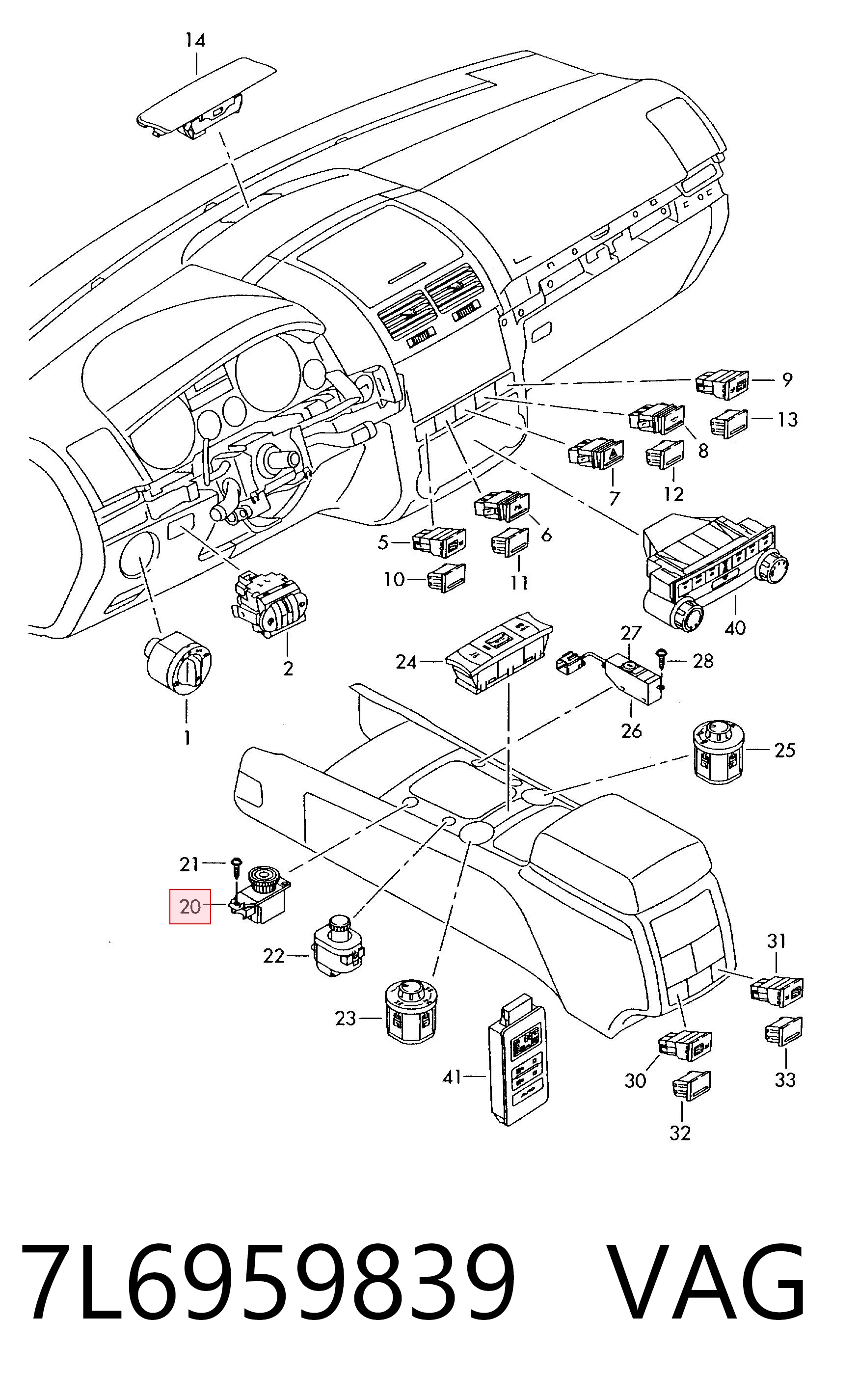 7L6959839 VAG Botón de arranque del motor