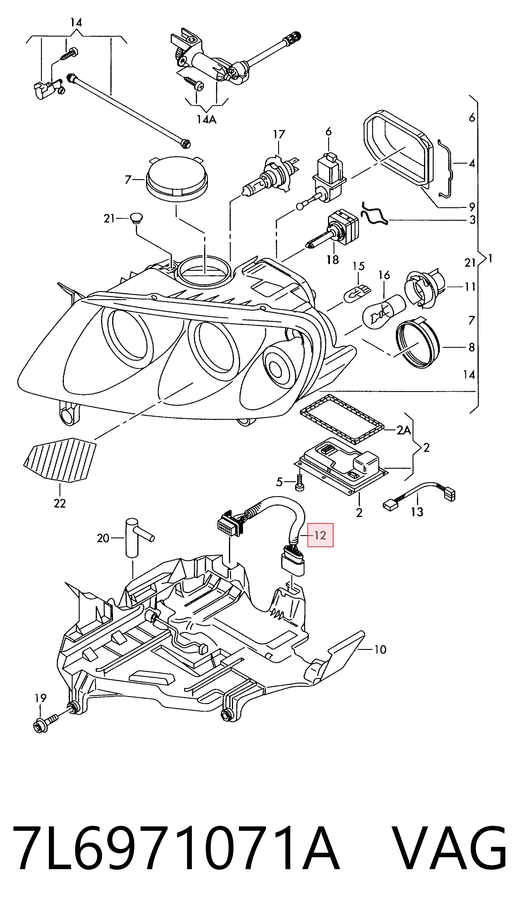 7L6971071A VAG Terminal del cable