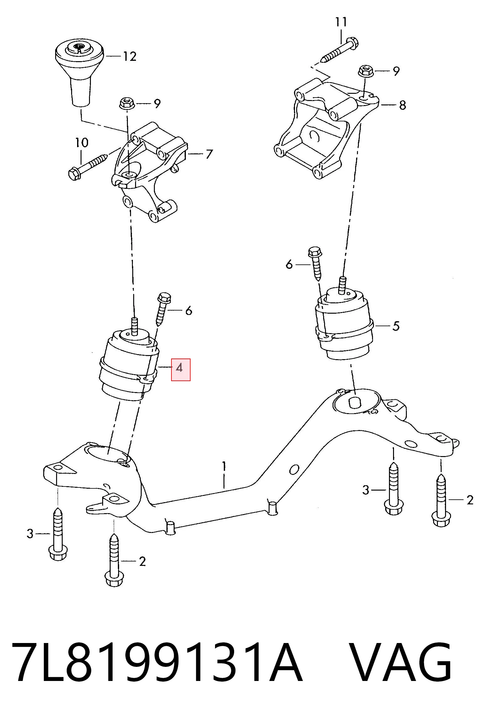 7L8199131A VAG Soporte elástico, suspensión del motor, Izquierda / Derecha