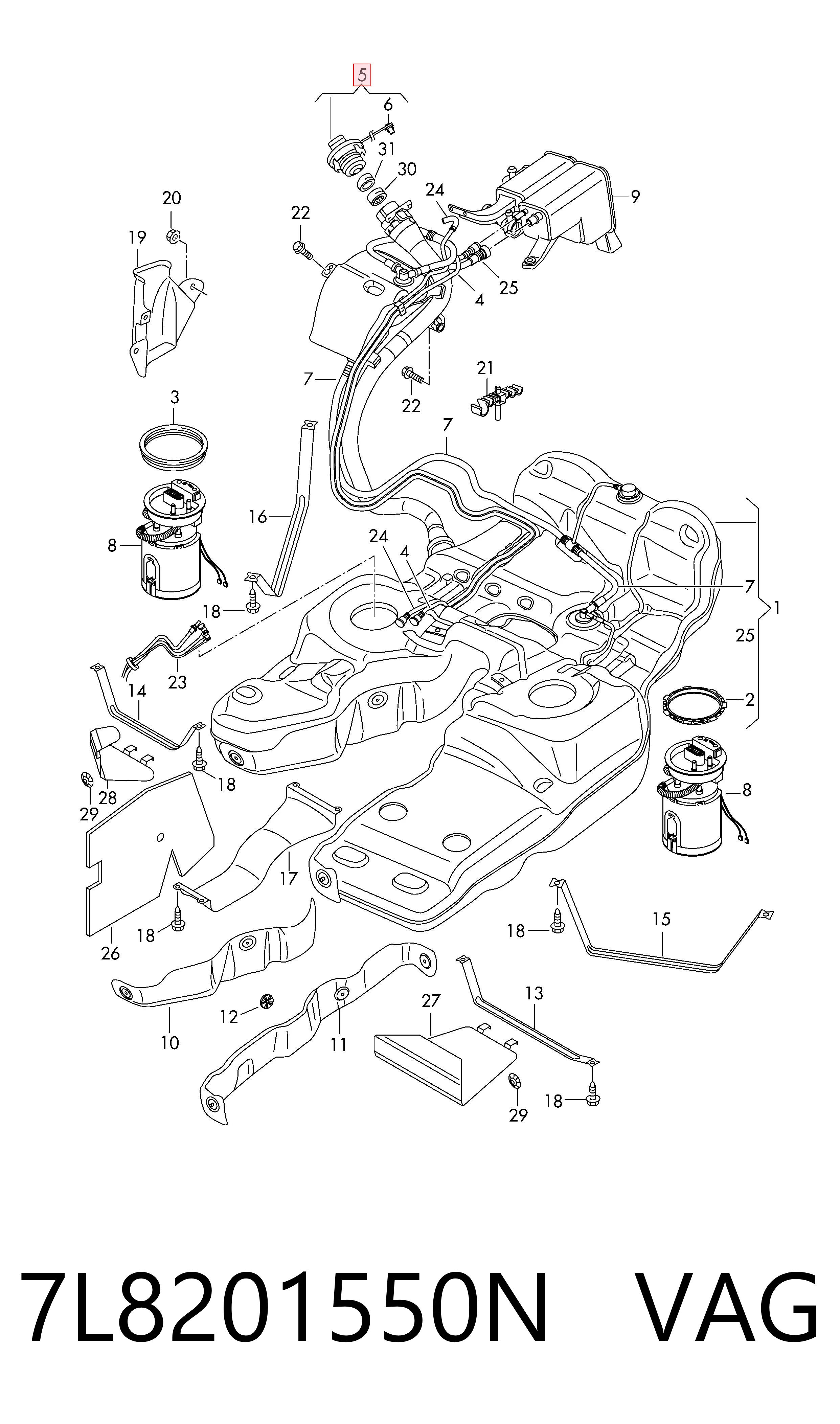 Tapa tanque combustible para Audi Q7  4LB