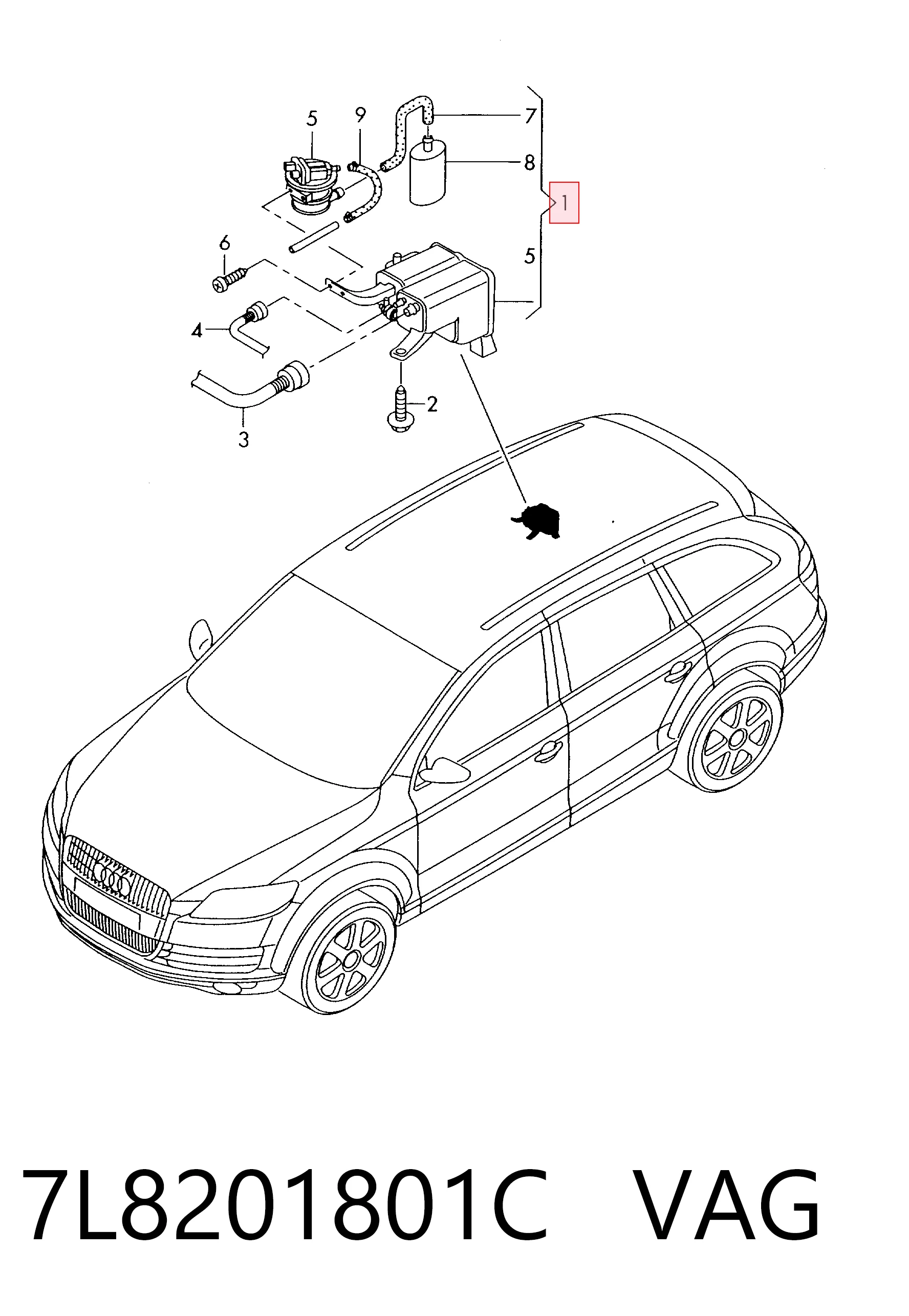 7L8201801C VAG Filtro de carbon activo