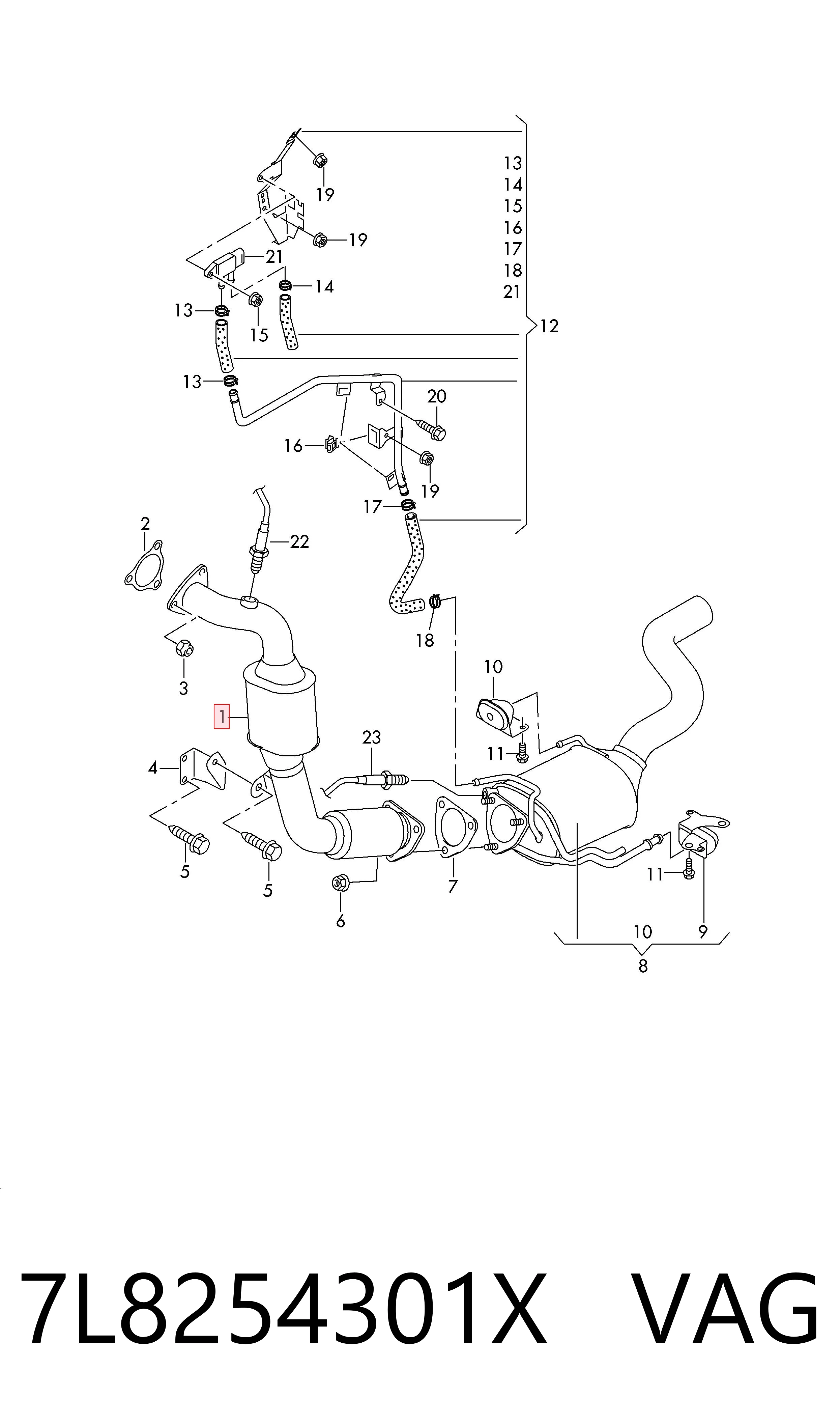 Catalizador para Volkswagen Touareg 7P5, 7P6