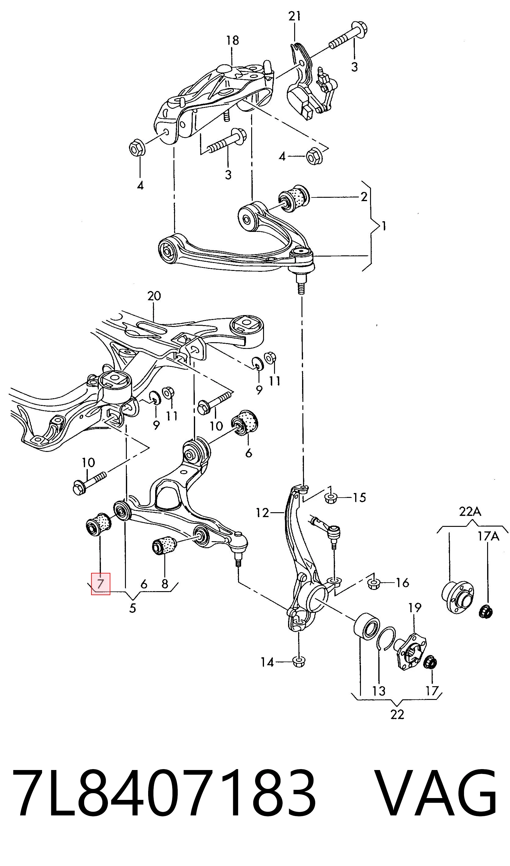 7L8407183 VAG Silentblock de brazo de suspensión delantero inferior